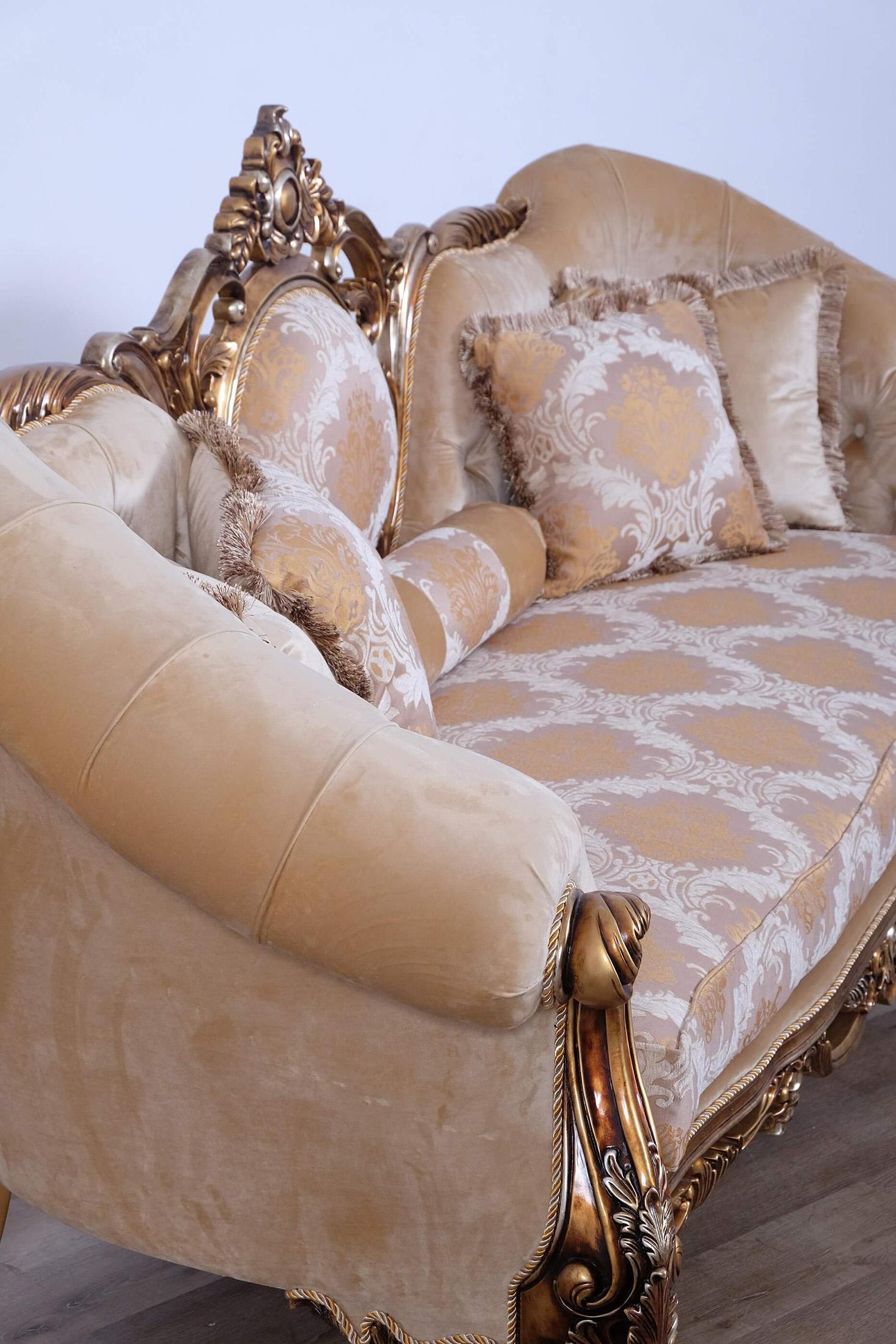 

    
 Order  Luxury Gold & Parisian Bronze ROSELLA II Sofa Set 2Pcs EUROPEAN FURNITURE Classic
