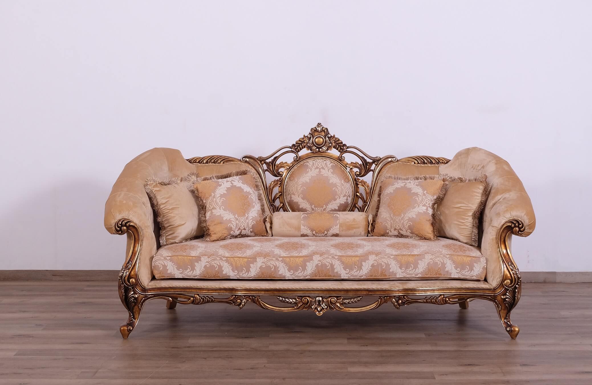 

    
 Order  Luxury Gold & Parisian Bronze ROSELLA II Sofa Set 3Pcs EUROPEAN FURNITURE Classic
