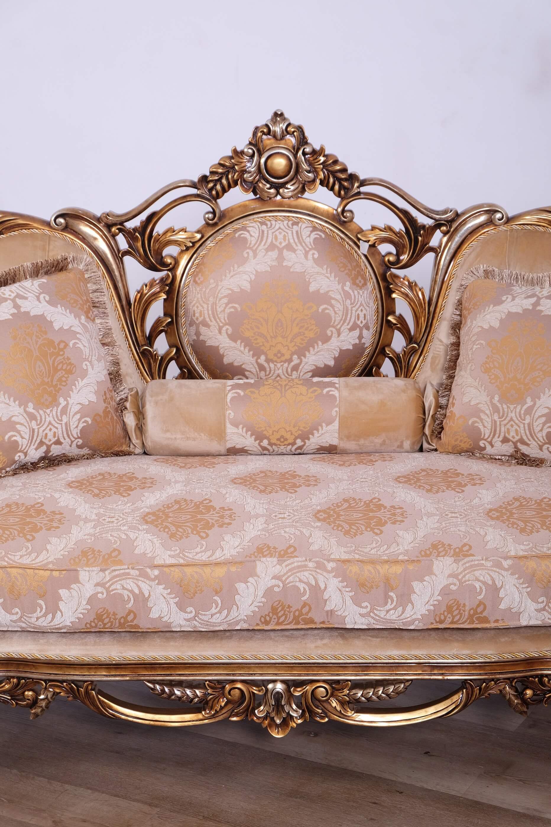 

        
EUROPEAN FURNITURE ROSELLA II Sofa Set Gold/Bronze Fabric 663701292183
