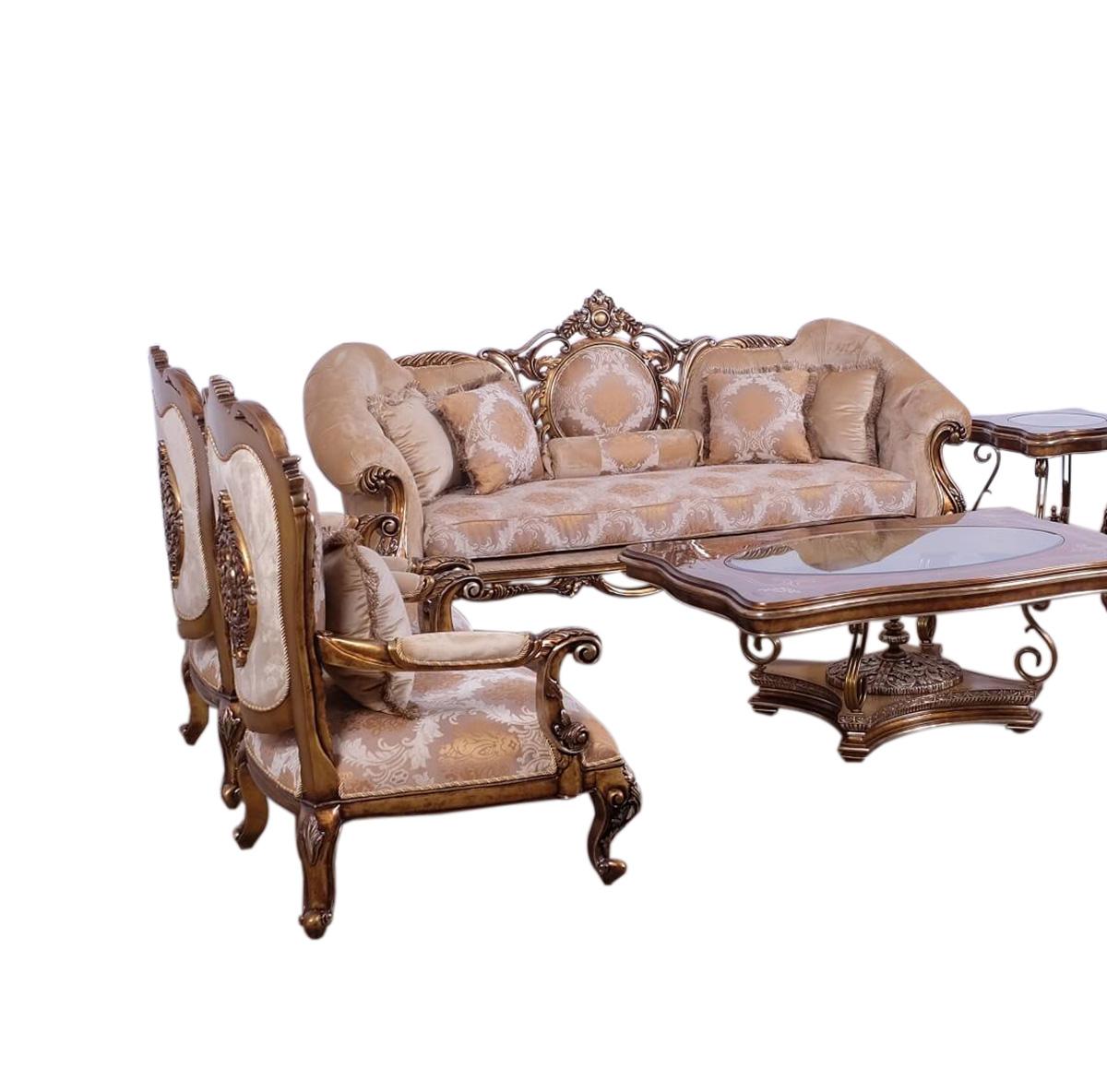 

    
Luxury Gold & Parisian Bronze ROSELLA II Sofa Set 3Pcs EUROPEAN FURNITURE Classic
