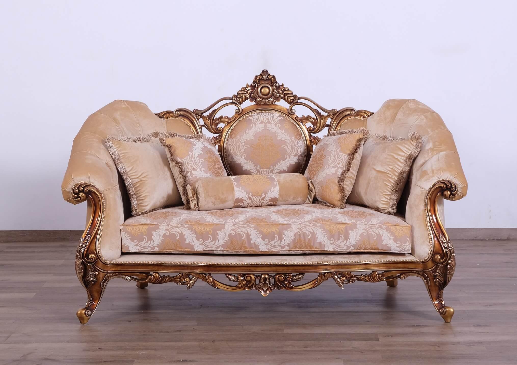 

    
44698-Set-4 Luxury Gold & Parisian Bronze ROSELLA II Sofa Set 4 Pcs EUROPEAN FURNITURE Classic
