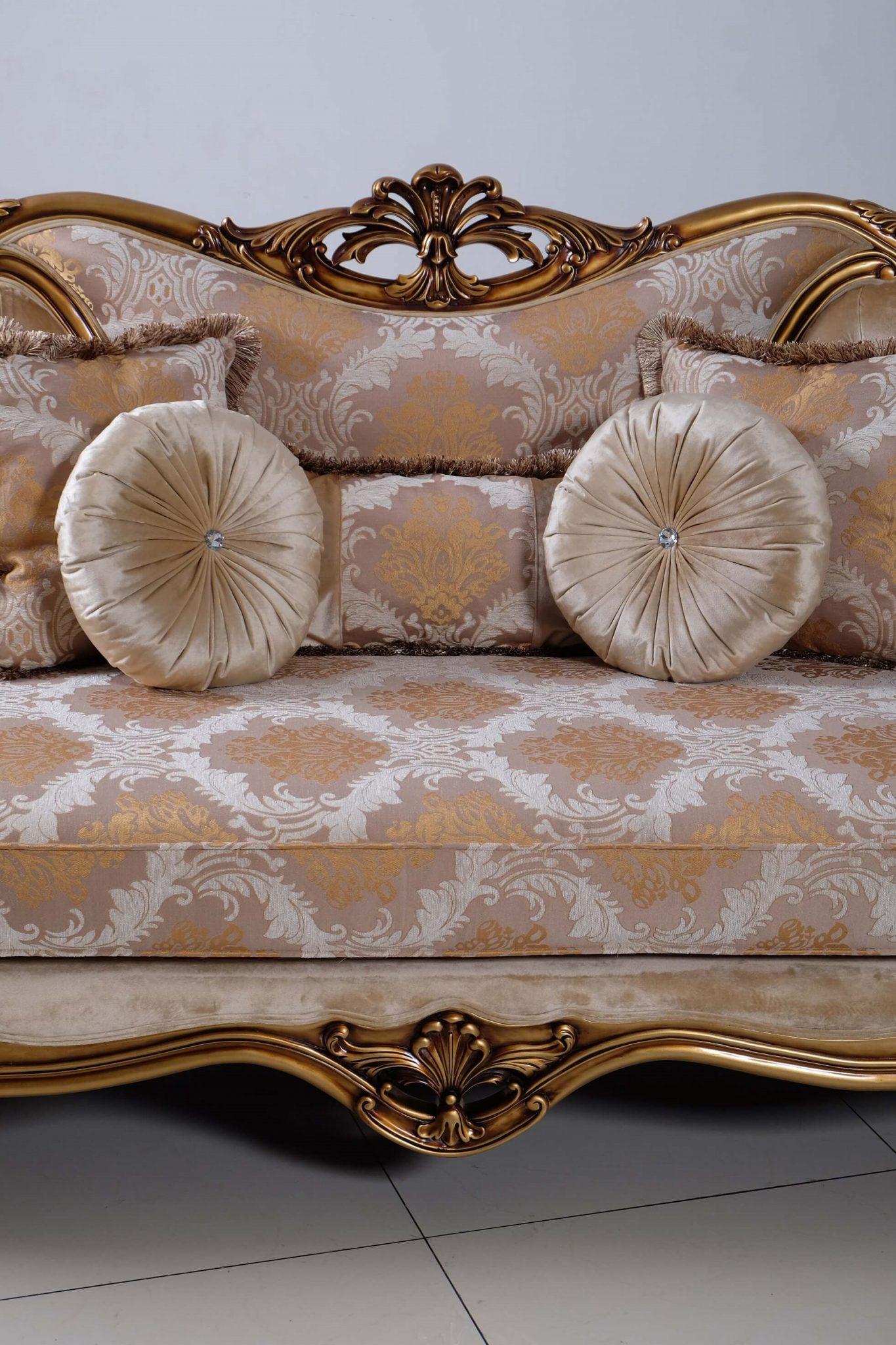 

    
 Order  Luxury Golden Bronze Wood Trim CLEOPATRA Sofa Set 2 EUROPEAN FURNITURE Classic
