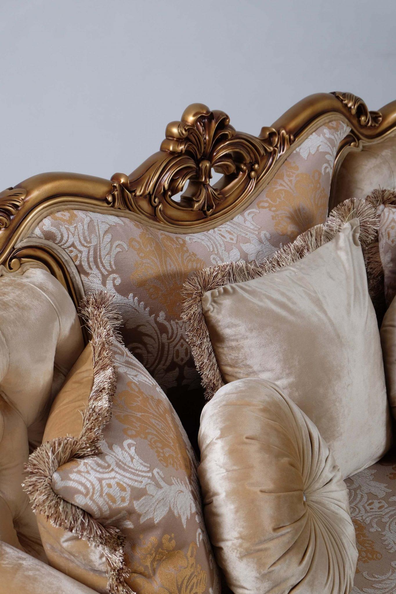 

    
 Shop  Luxury Golden Bronze Wood Trim CLEOPATRA Sofa Set 2 EUROPEAN FURNITURE Classic
