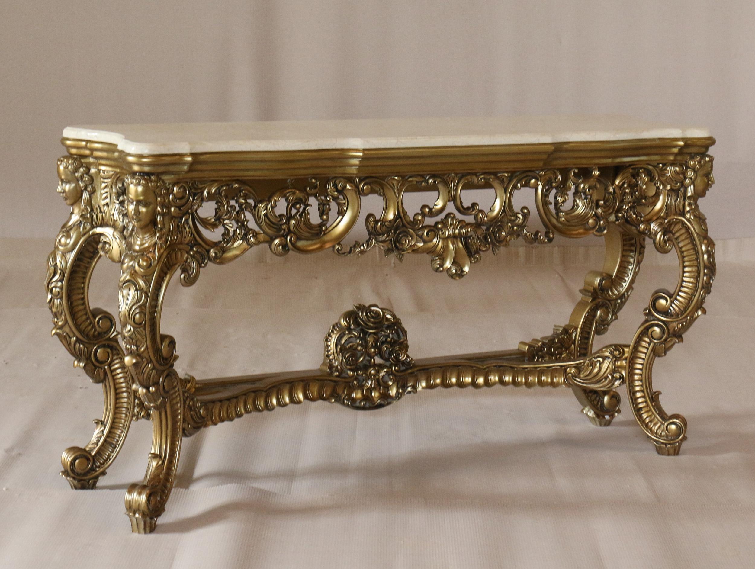 

    
1000ST Luxury Golden Bronze Wood Trim Console Table AMBROGIO EUROPEAN FURNITURE Classic
