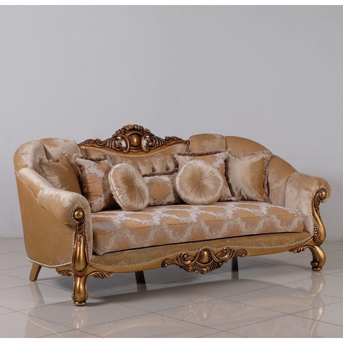 Classic, Traditional Sofa GOLDEN KNIGHTS 4590-S in Gold, Bronze, Beige Fabric