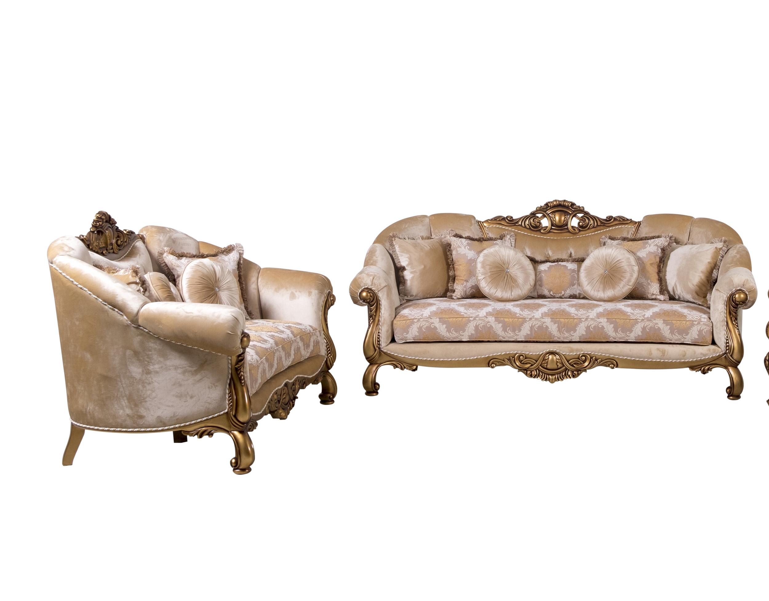 Classic, Traditional Sofa Set GOLDEN KNIGHTS 4590-Set-2 in Gold, Bronze, Beige Fabric