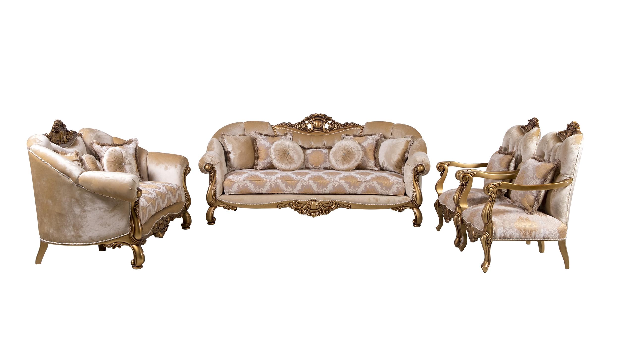 

    
Luxury Golden Bronze Wood Trim GOLDEN KNIGHTS Sofa Set 4Pcs EUROPEAN FURNITURE
