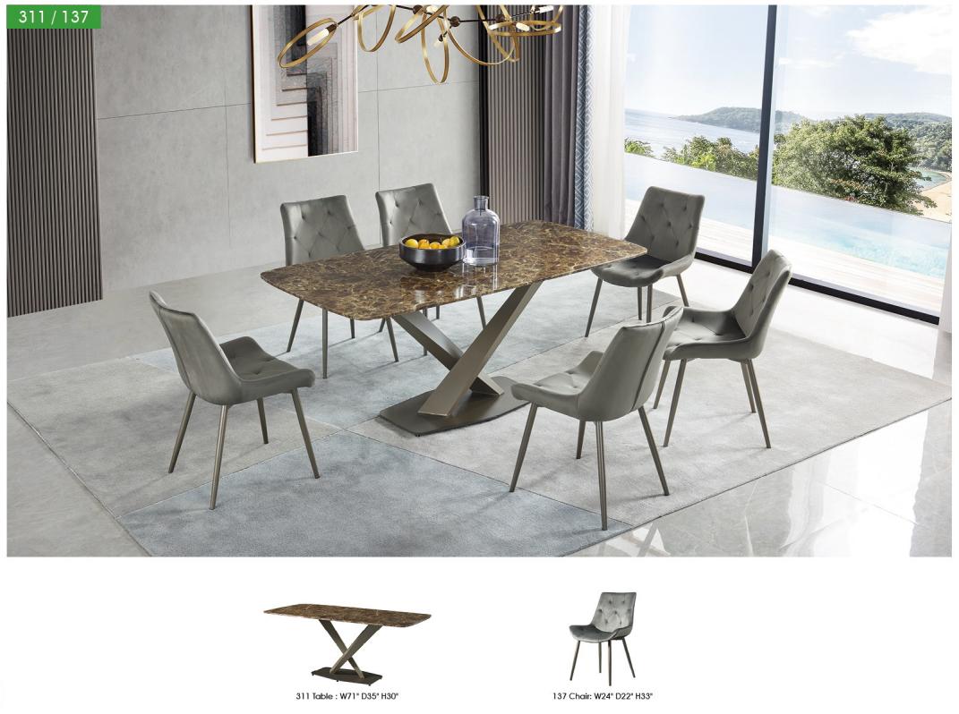 

    
 Shop  Luxury Golden Marble Dining Table Set 7Pcs ESF 311& 137 Modern MADE IN ITALY
