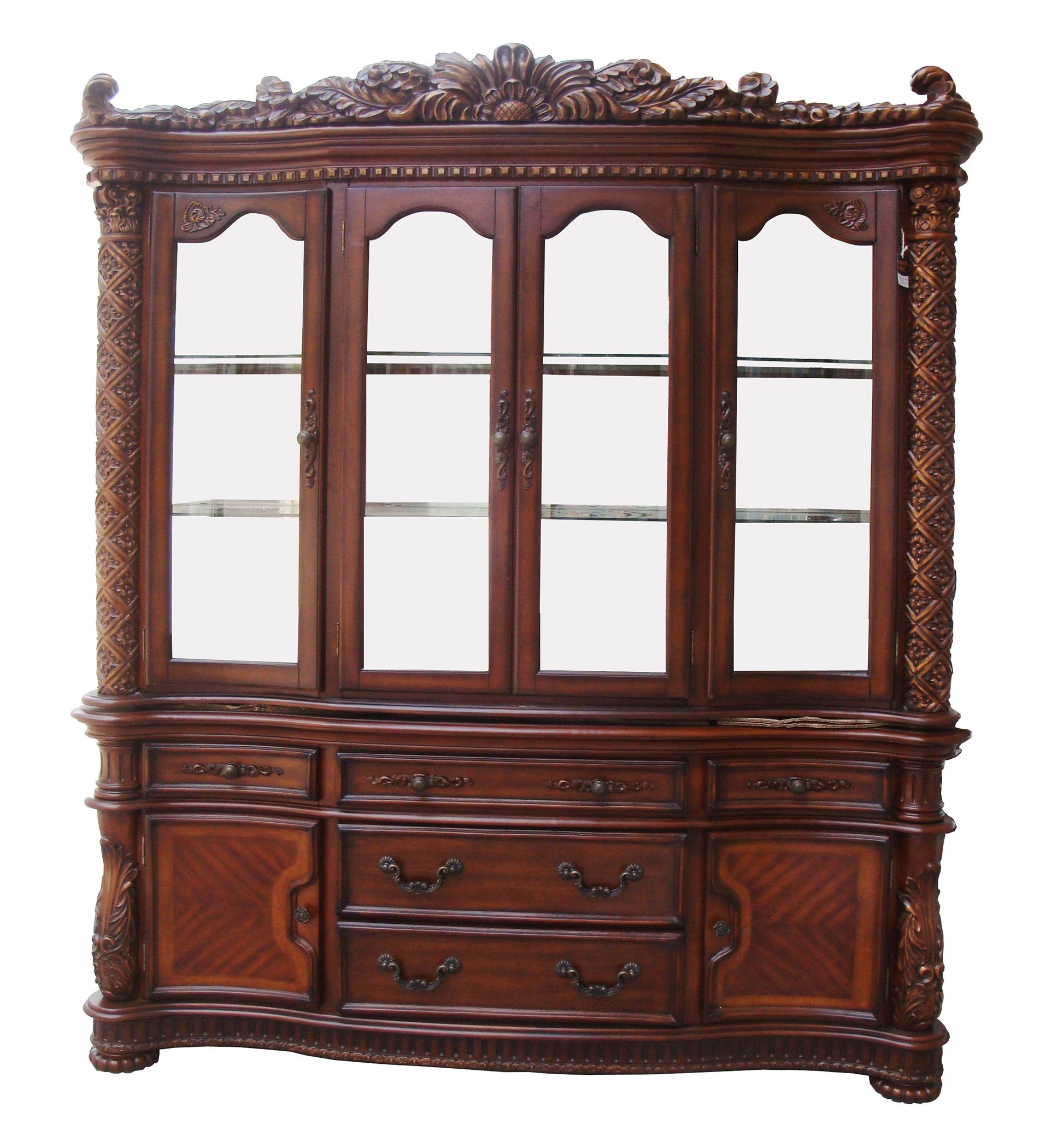 

    
Luxury Hutch & Buffet Cherry Vendome-60006 Carved Wood Acme Victorian Vintage
