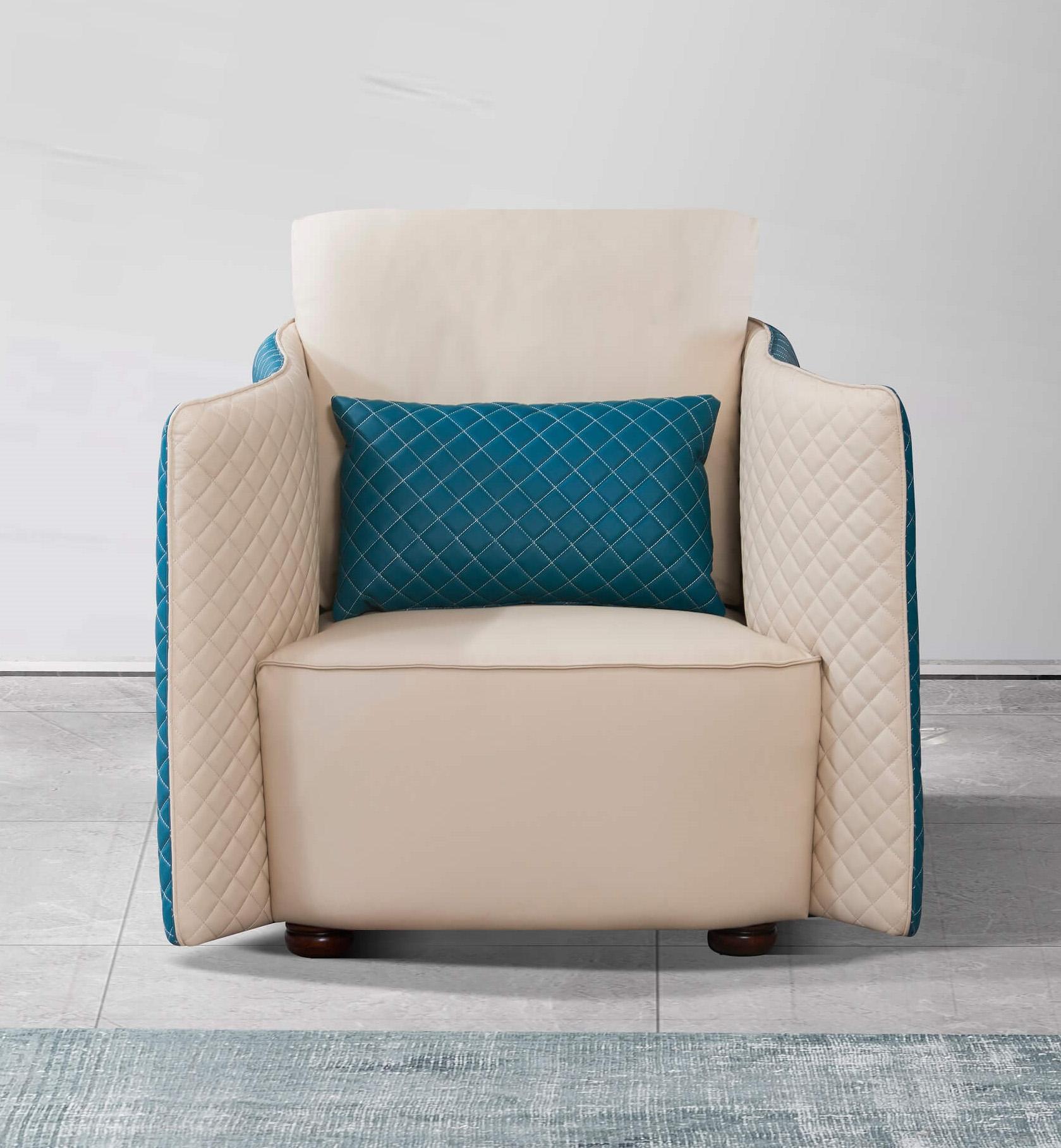 

    
 Order  Luxury Italian Leather Beige & Blue MAKASSAR Sofa Set 3Pcs EUROPEAN FURNITURE
