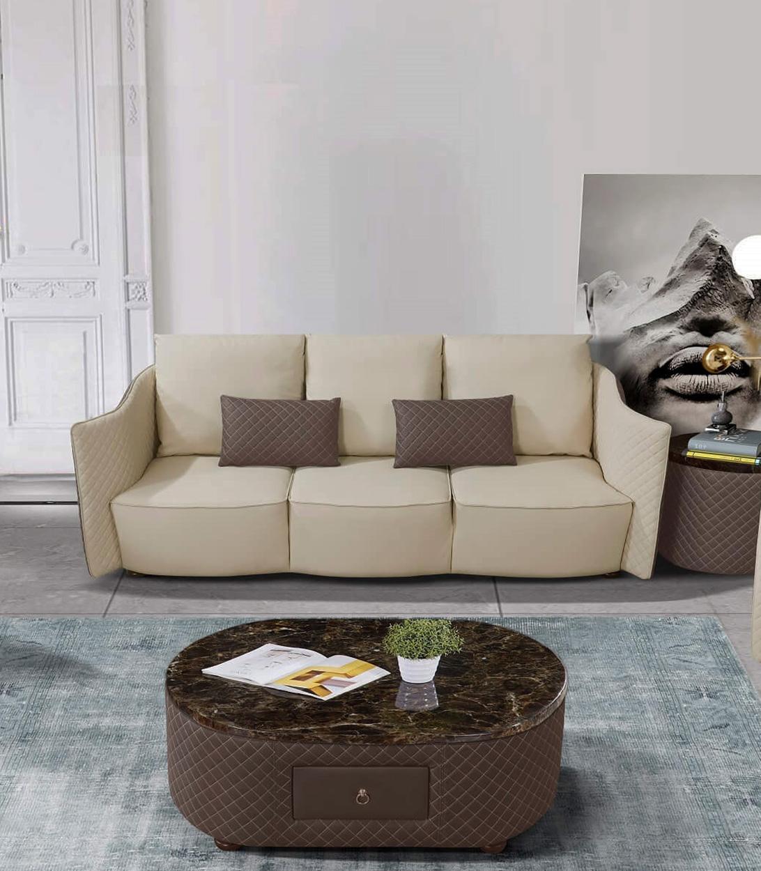 

    
 Shop  Luxury Italian Leather Lite Grey & Taupe Sofa Set 3Pcs MAKASSAR EUROPEAN FURNITURE
