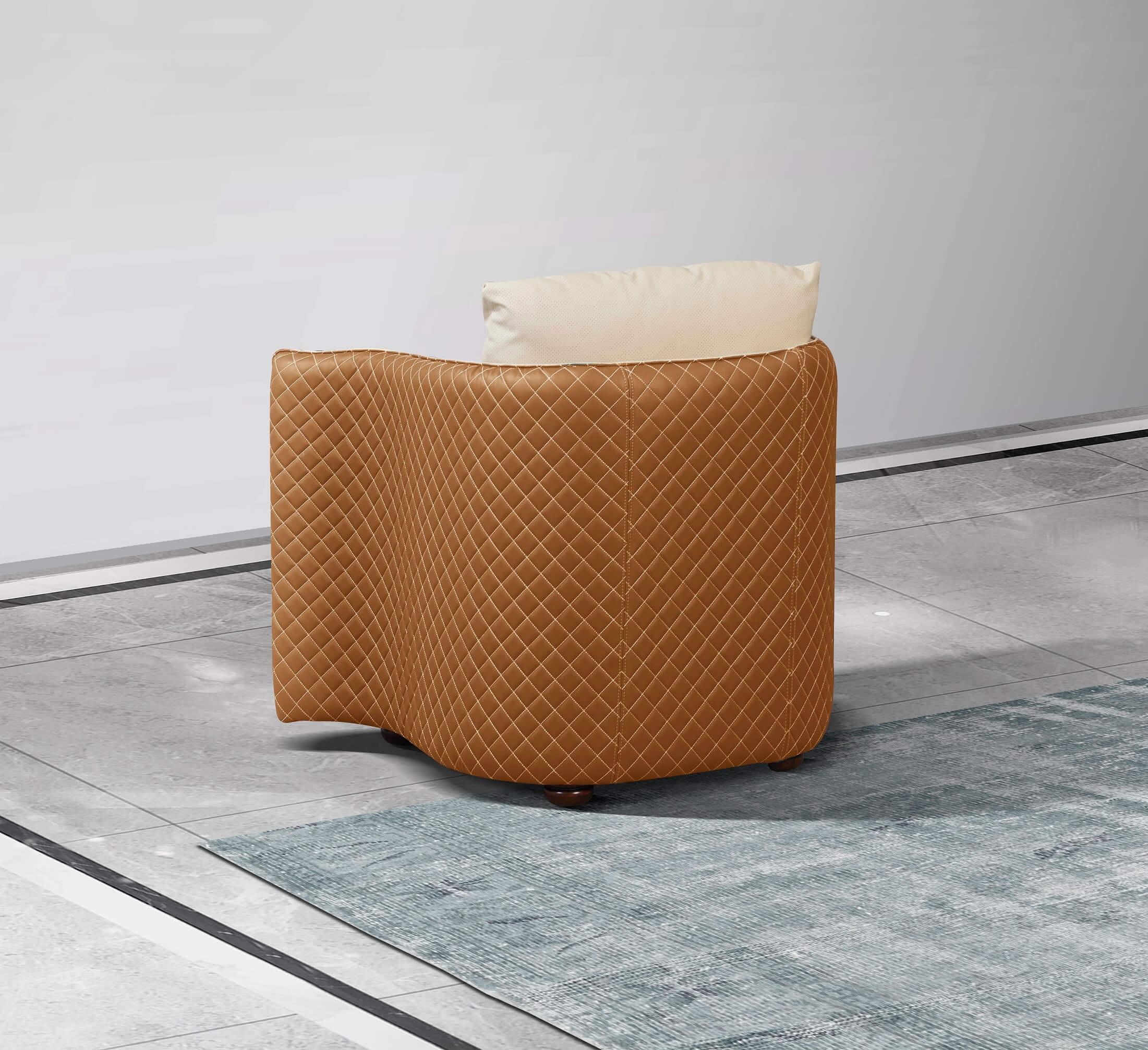 

    
 Order  Luxury Italian Leather Beige & Orange Sofa Set 5Pcs MAKASSAR EUROPEAN FURNITURE
