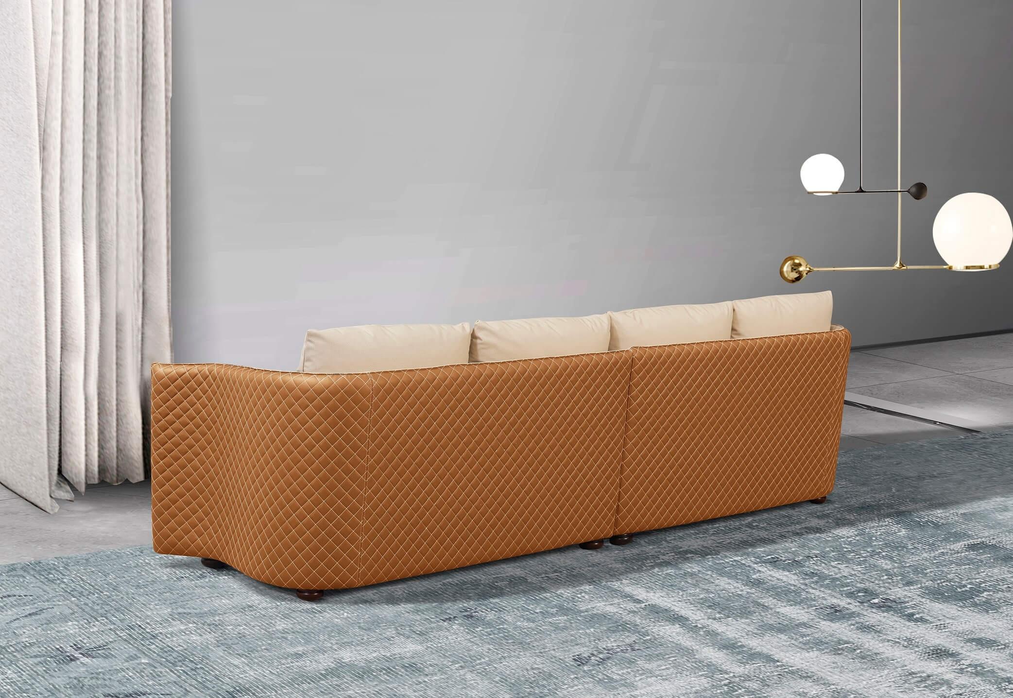 

    
Beige & Orange Italian Leather Oversize Sofa MAKASSAR EUROPEAN FURNITURE

