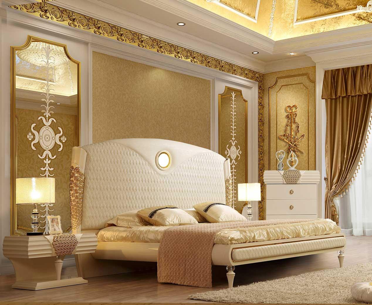 

    
Luxury King Bedroom Set 3 Pcs Cream Leather Contemporary Homey Design HD-901
