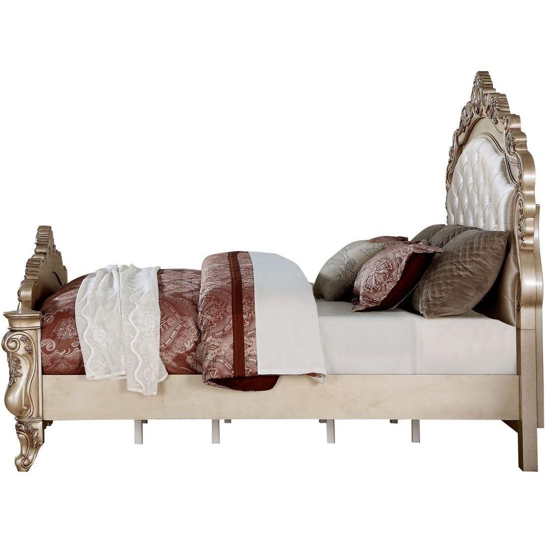 

    
 Shop  Luxury King Bedroom Set 3P Antique Champagne Fabric 27437EK Gorsedd Acme
