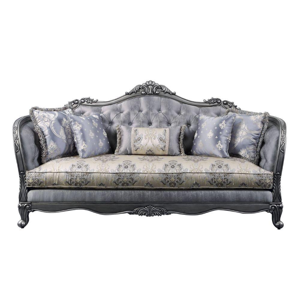 

    
Luxury Lustrous Fabric & Platinum Ariadne Sofa 55345 ACME Traditional Classic
