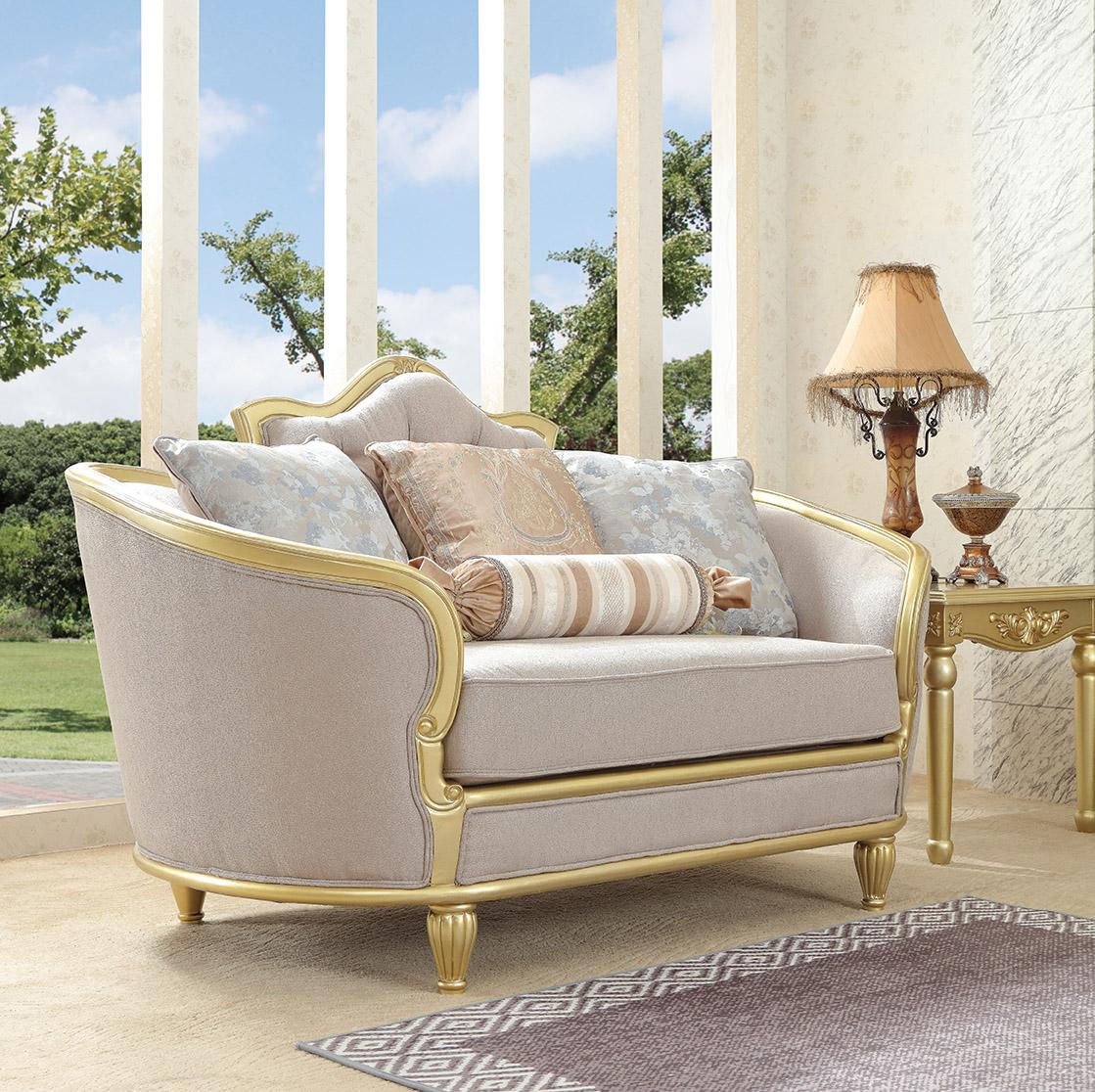 

    
Homey Design Furniture HD-710 Sofa and Loveseat Beige/Gold Finish/Metallic HD-710-Set-2
