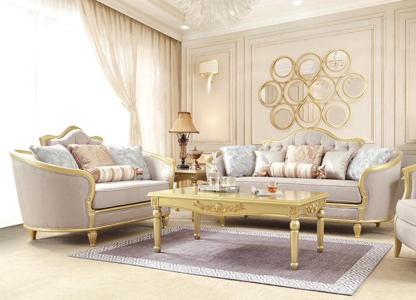 

    
Luxury Metallic Gold Finish Sofa Set 2Pcs Modern Homey Design HD-710

