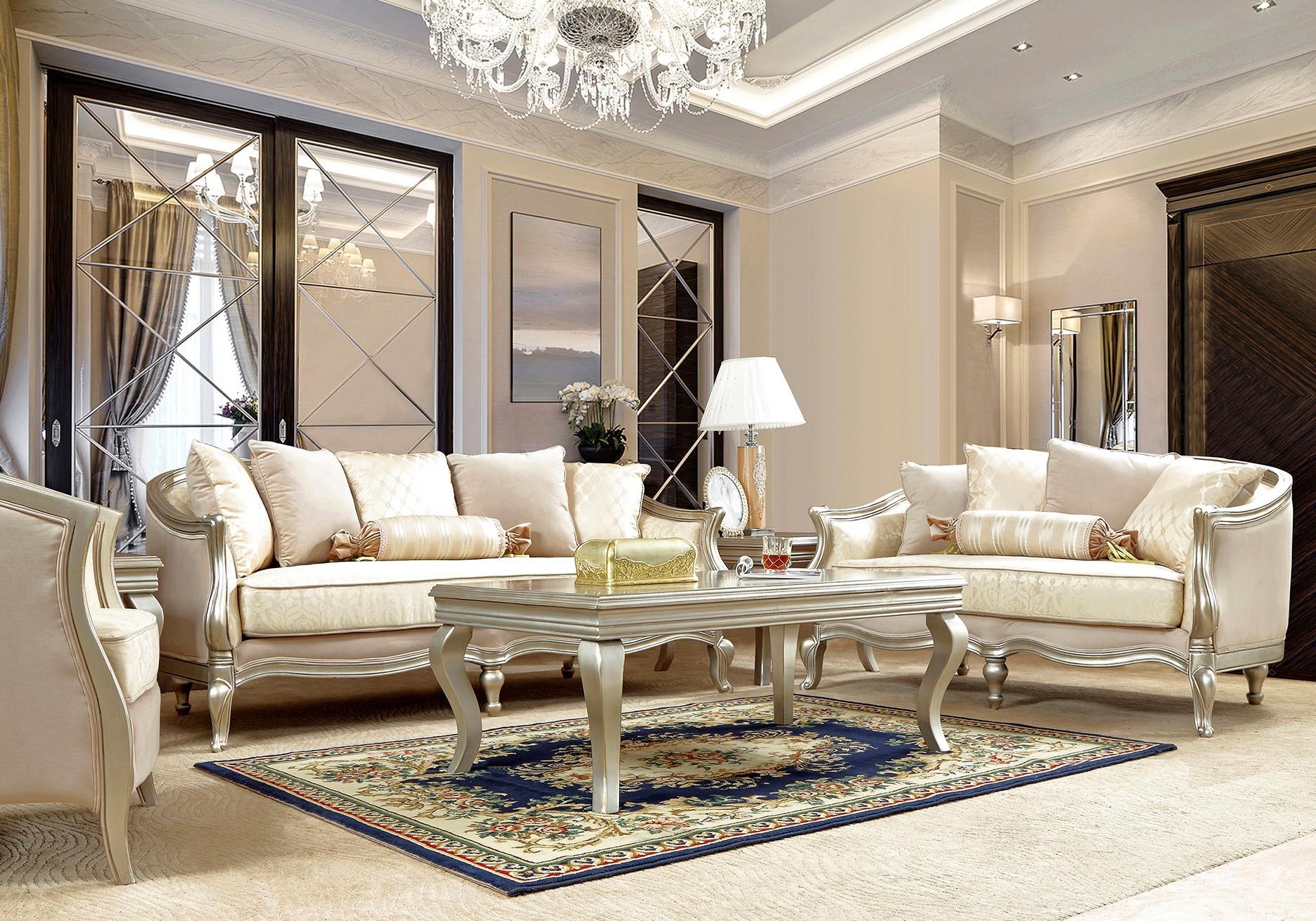 

    
Luxury Metallic Silver Finish Sofa Set 3Pcs Modern Homey Design HD-700
