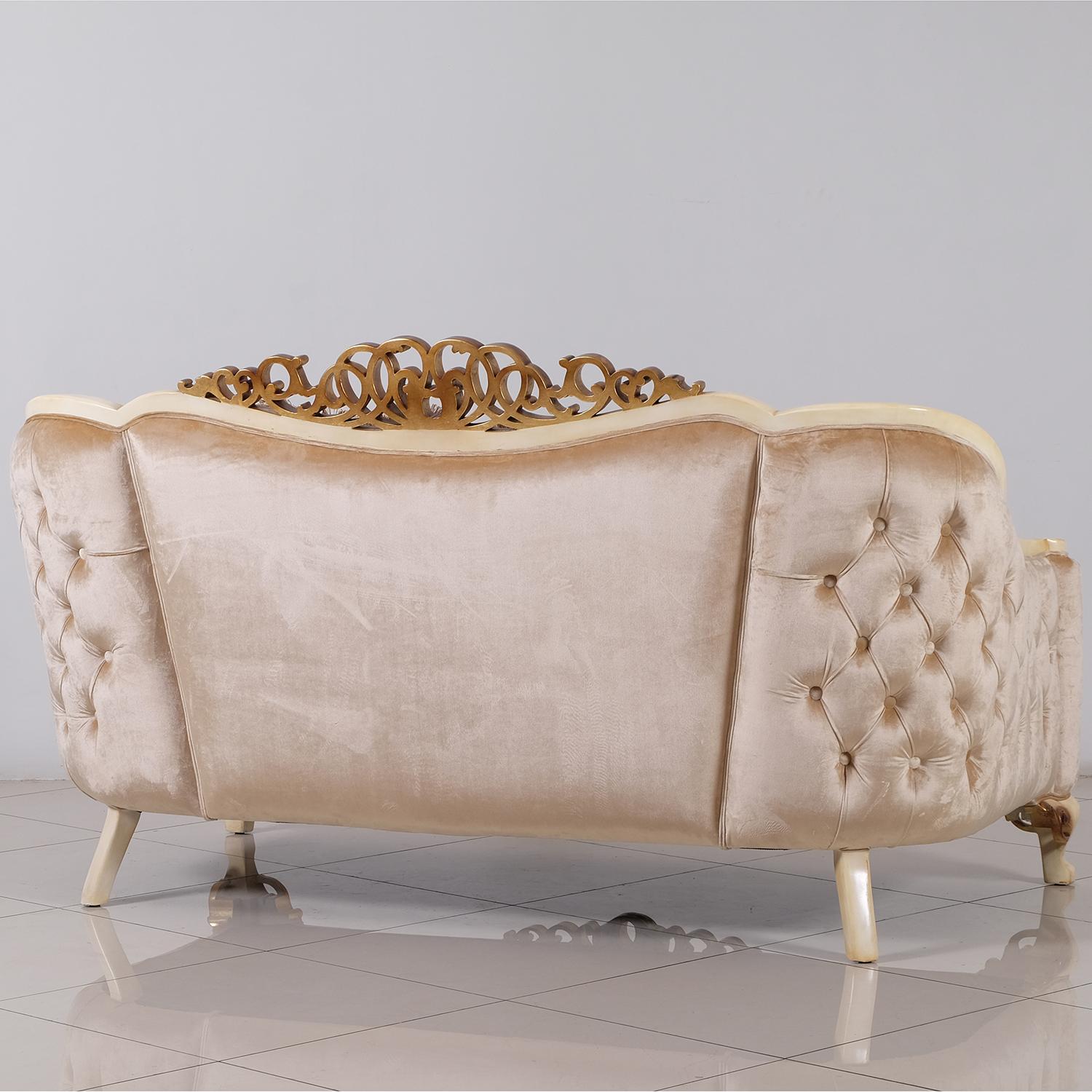 

    
45350-Set-2 Luxury Pearl Antique Dark Gold Wood Trim ANGELICA Sofa Set 2Pcs EUROPEAN FURNITURE
