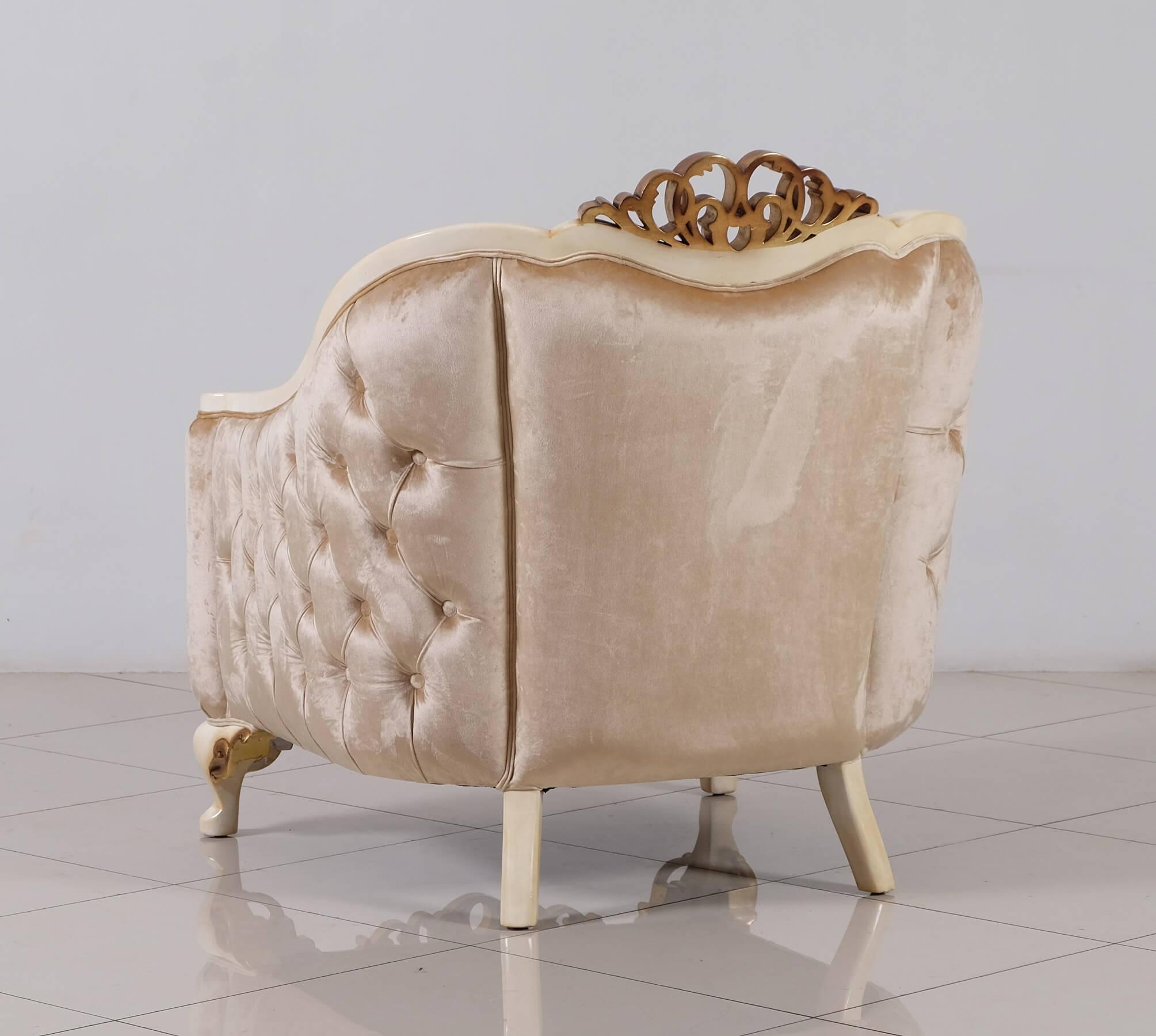 

    
 Photo  Luxury Pearl Antique Dark Gold Wood Trim ANGELICA Sofa Set 3Pcs EUROPEAN FURNITURE
