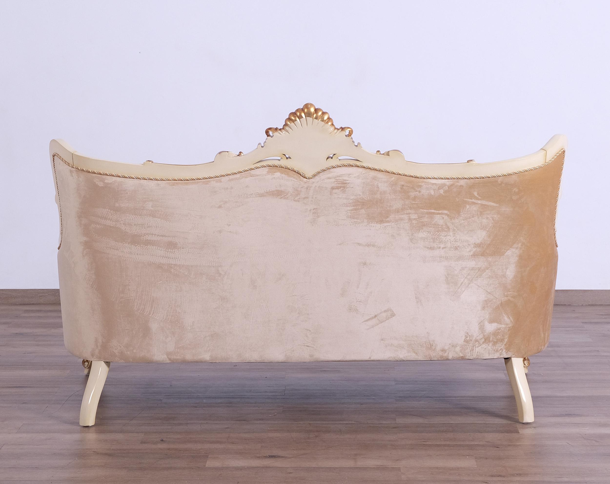 

    
 Order  Luxury Pearl Beige & Gold VERONICA III Sofa Set 4Pcs  EUROPEAN FURNITURE Traditional
