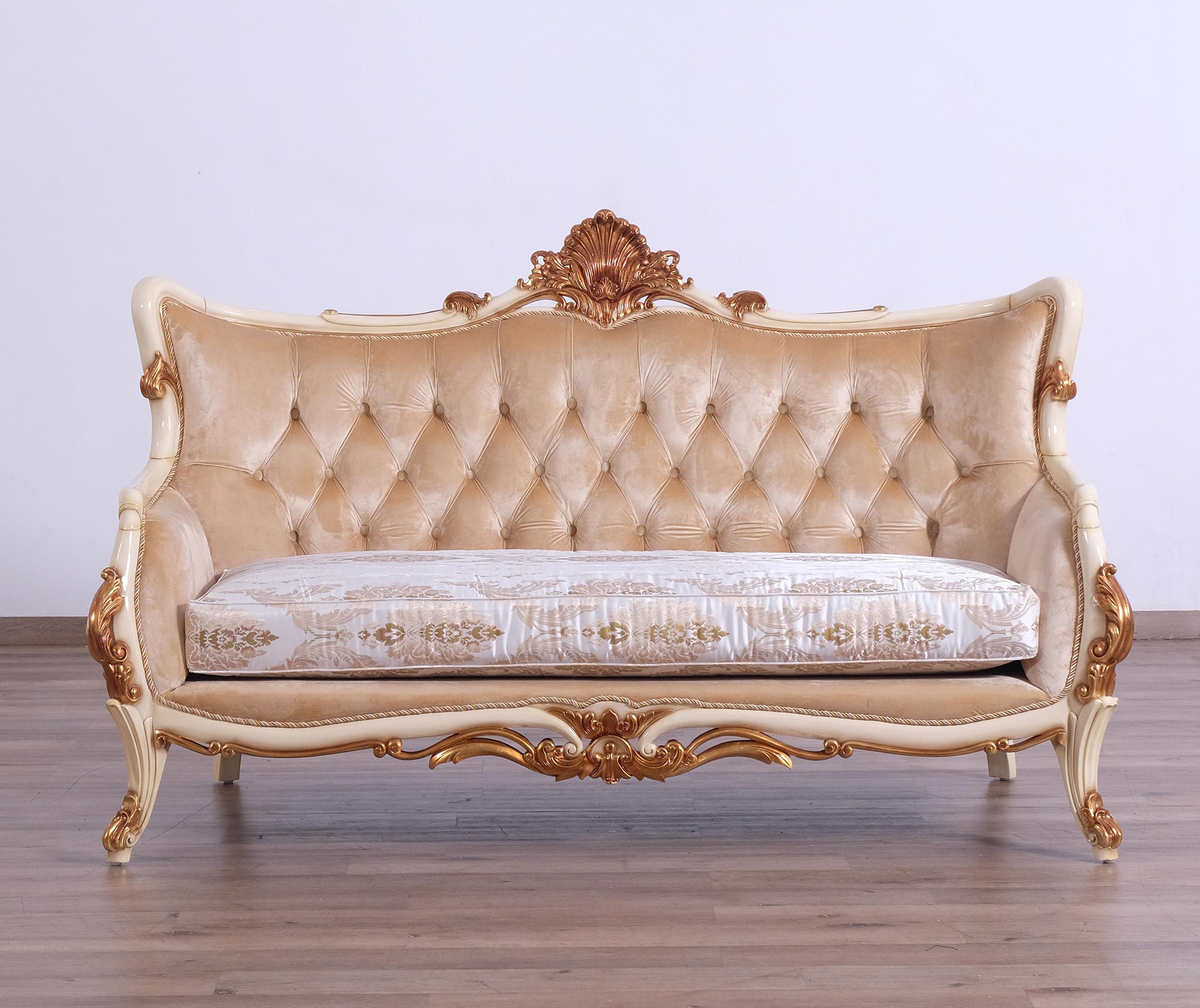 

    
47072-Set-4 Luxury Pearl Beige & Gold VERONICA III Sofa Set 4Pcs  EUROPEAN FURNITURE Traditional
