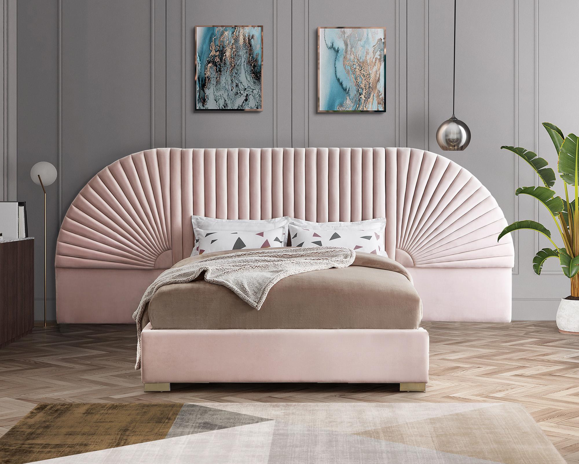 

    
Luxury Pink Velvet Channel-Tufted King Bed CLEO Pink-K Meridian Modern
