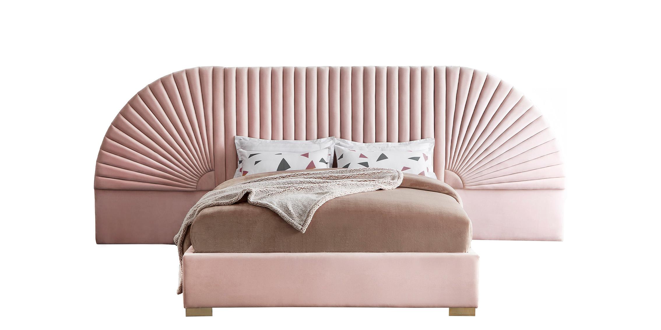 

    
Luxury Pink Velvet Channel-Tufted Queen Bed CLEO Pink-Q Meridian Modern
