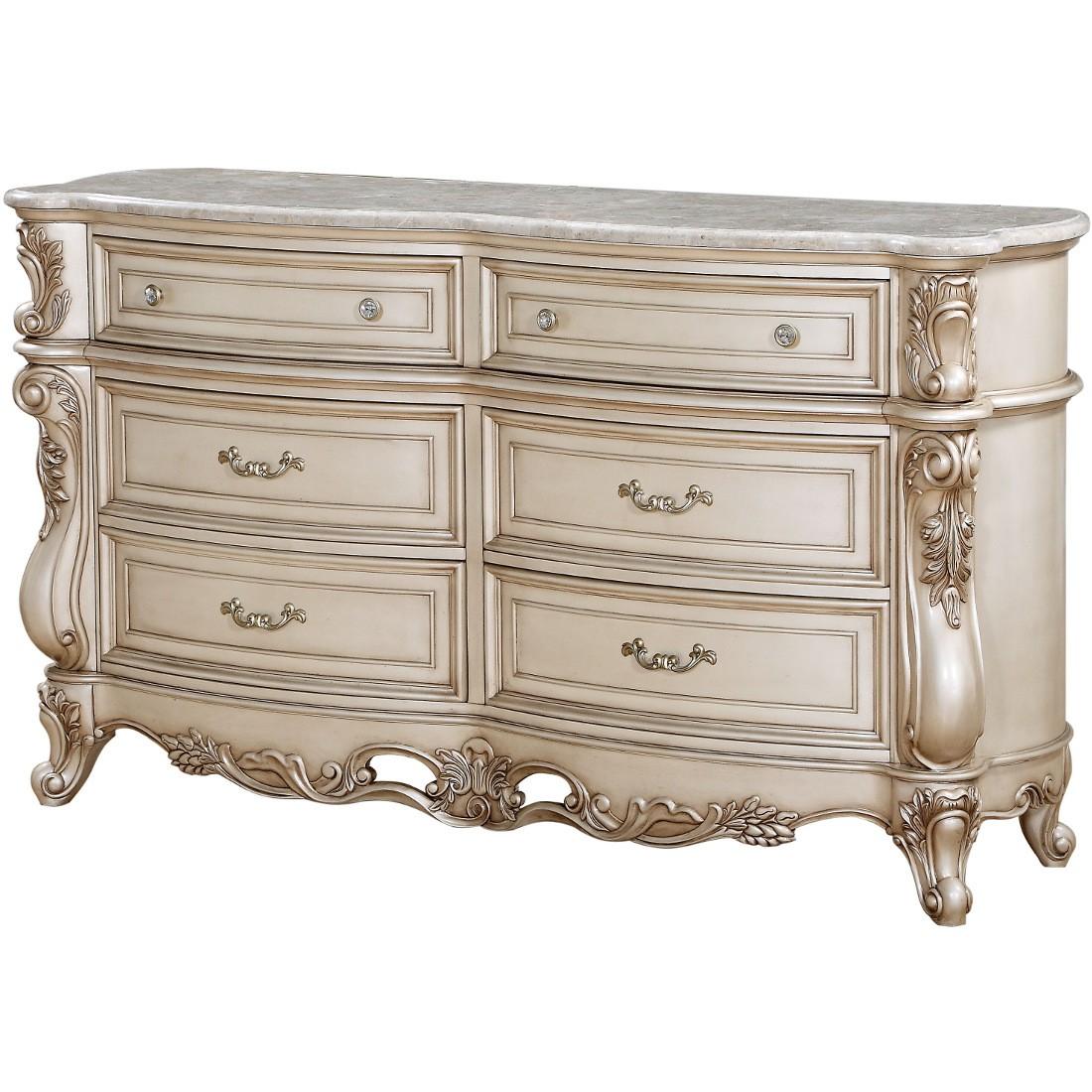 

    
Acme Furniture Gorsedd Panel Bedroom Set Antique White/Cream Gorsedd-27440Q-Set-3
