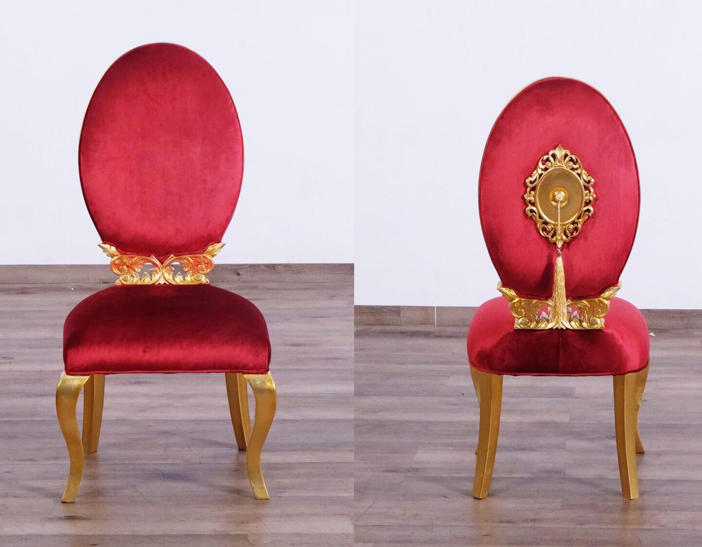 Contemporary, Modern Dining Chair Set LUXOR 68582R-SC-Set-2 in Red, Gold Velvet