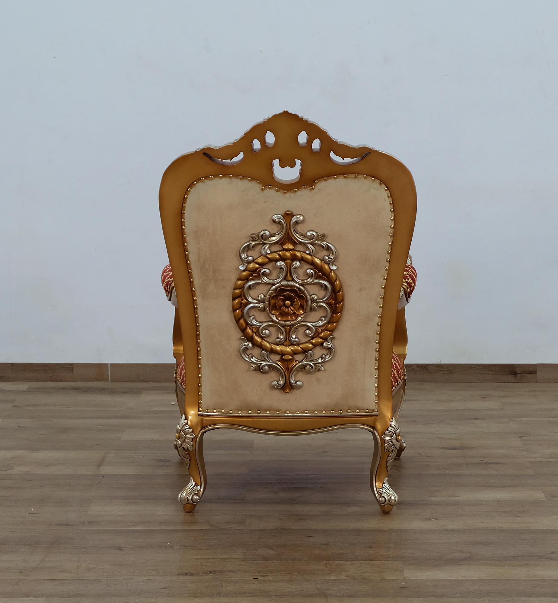 

    
Luxury Red & Gold Wood Trim SAINT GERMAIN Chair EUROPEAN FURNITURE Traditional
