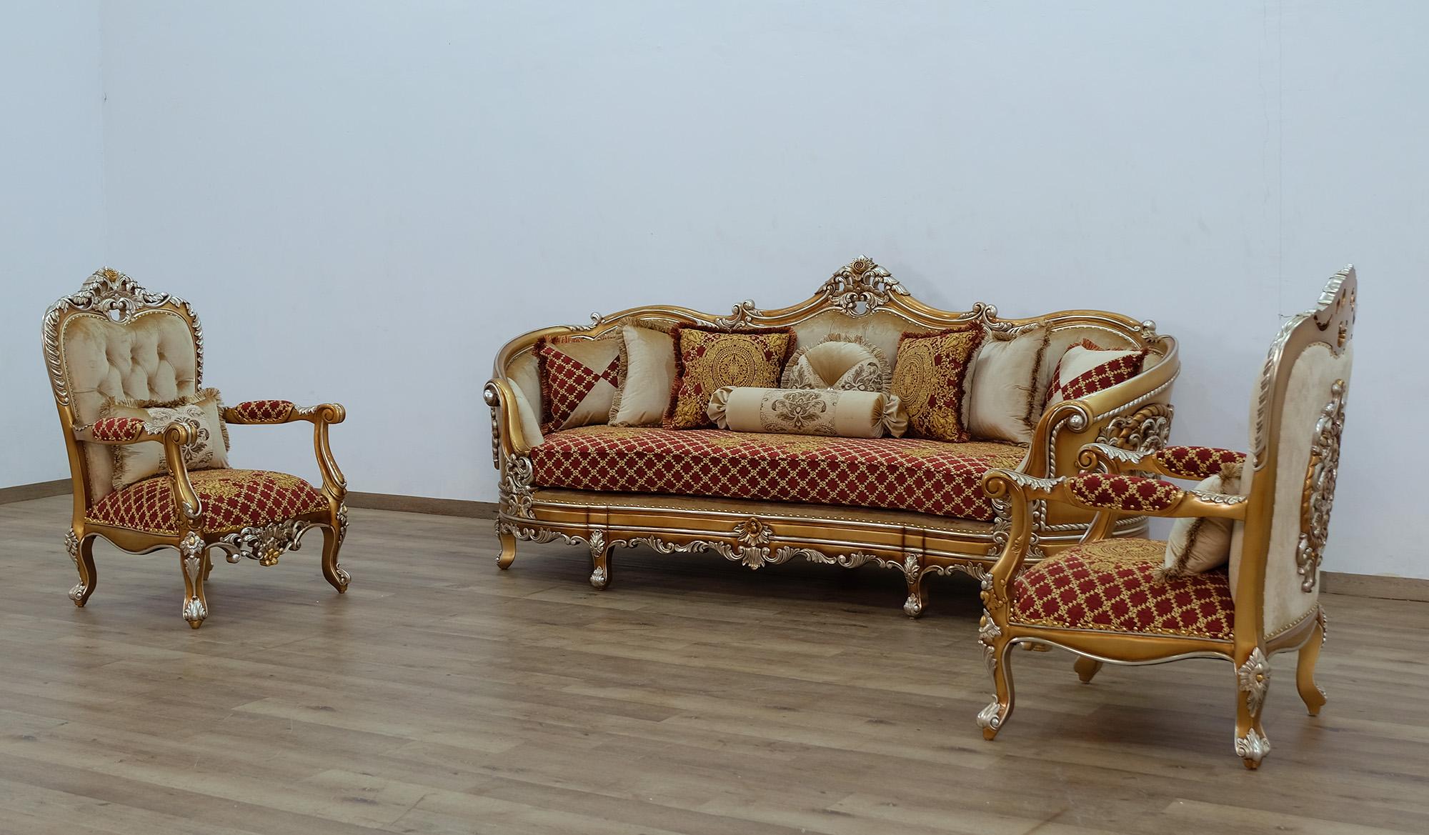 

    
 Order  Luxury Red & Gold Wood Trim SAINT GERMAIN Chair EUROPEAN FURNITURE Traditional
