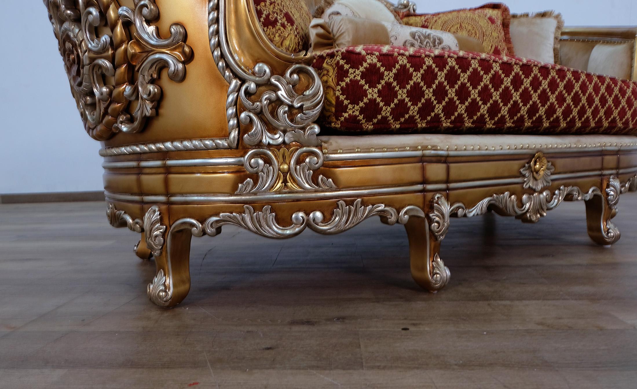 

    
 Order  Luxury Red & Gold Wood Trim SAINT GERMAIN Sofa EUROPEAN FURNITURE Traditional

