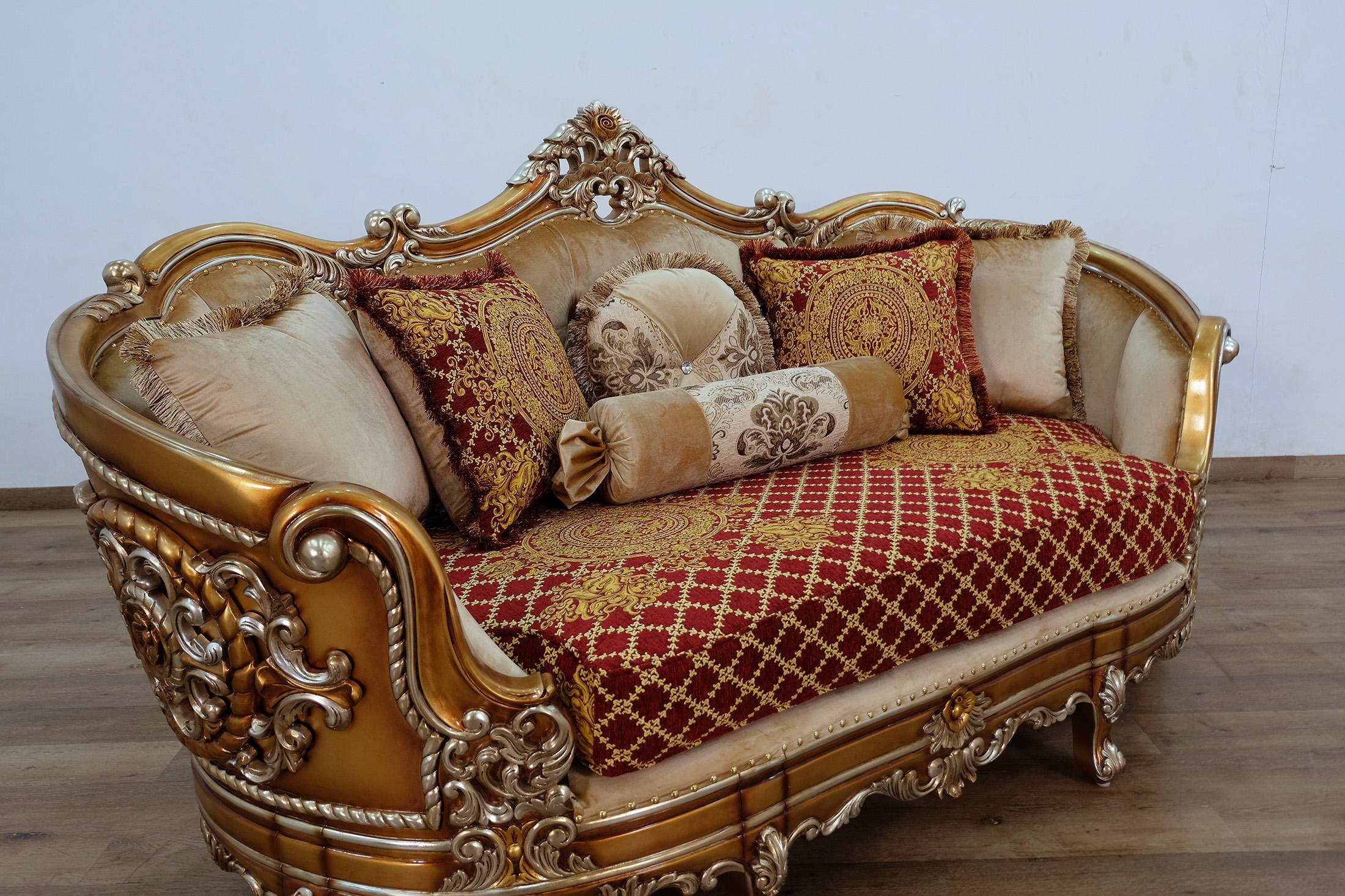 

    
35554-Set-2 Luxury Red & Gold Wood Trim SAINT GERMAIN Sofa Set 2 Pcs EUROPEAN FURNITURE Classic
