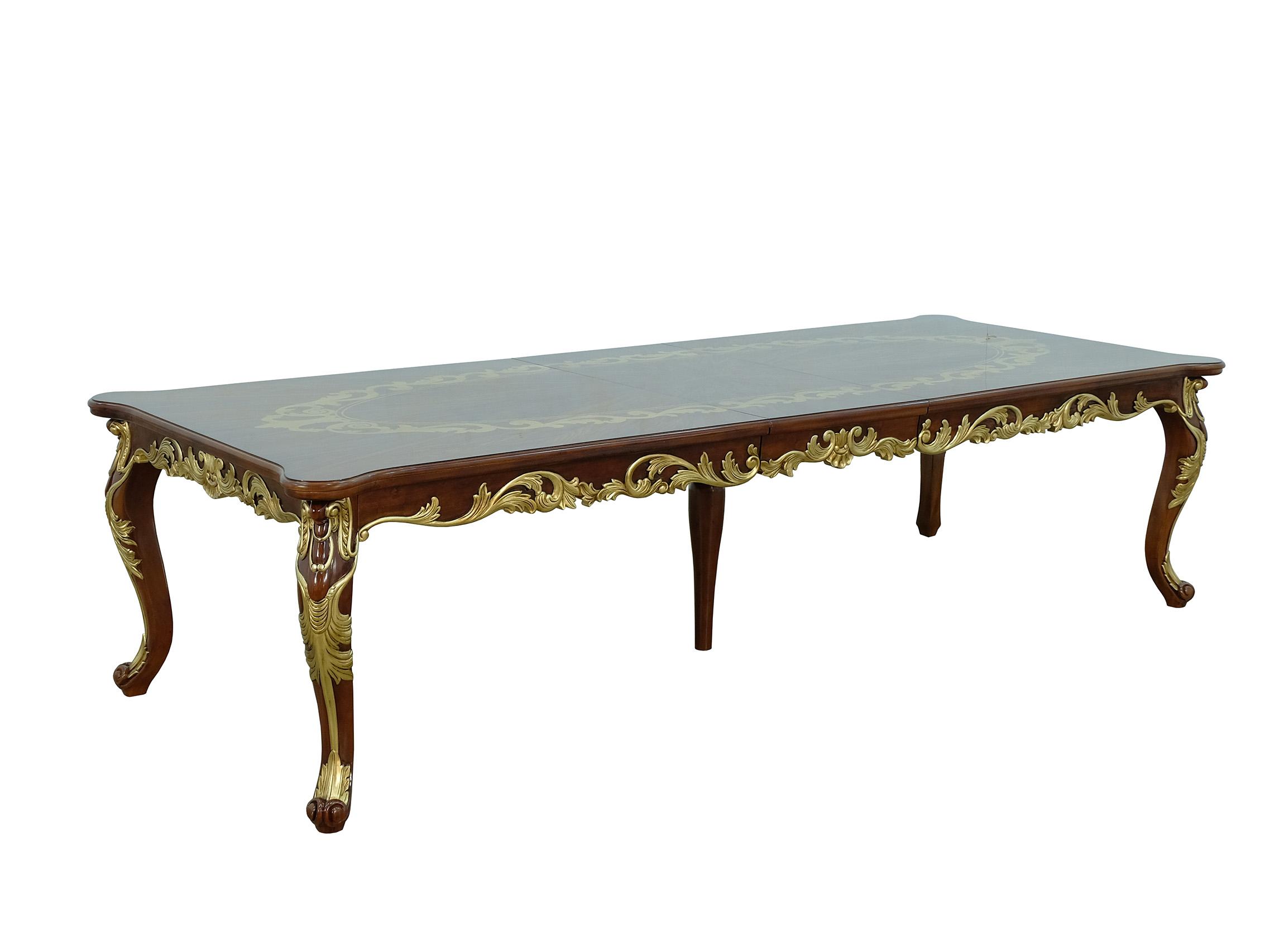 Classic, Traditional Dining Table LUXOR 68582-DT in Ebony, Silver, Brown 