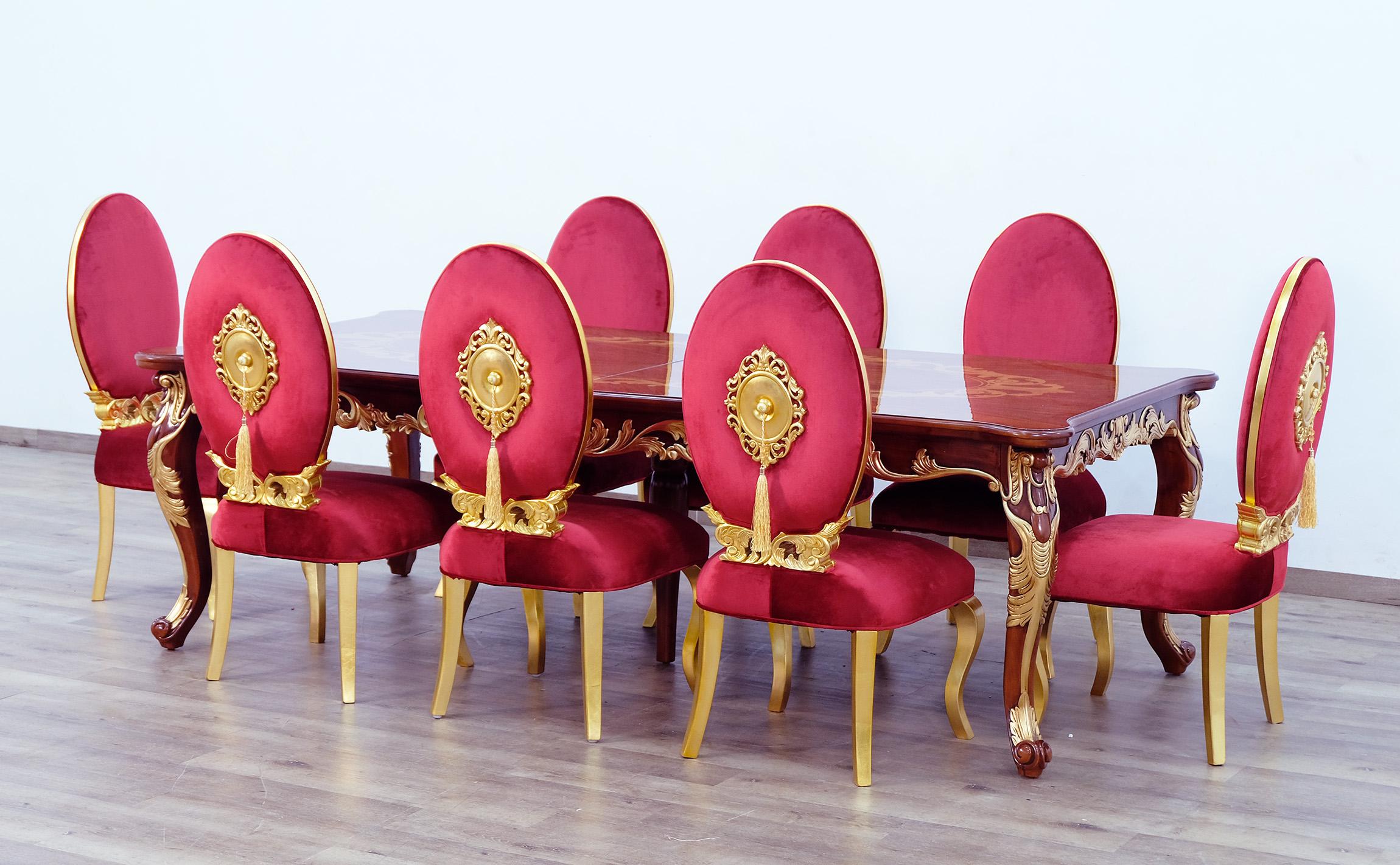 

    
 Order  Luxury Rosewood & Red Gold LUXOR Dining Table Set 11 Pcs EUROPEAN FURNITURE
