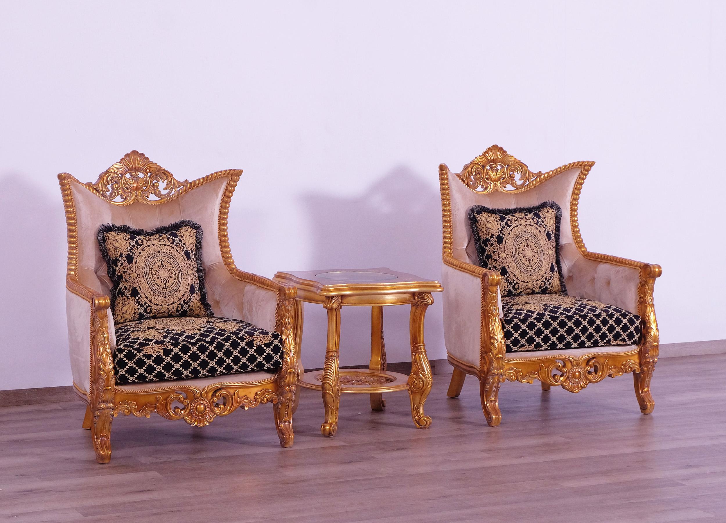 

    
 Shop  Luxury Sand Black & Gold Wood Trim MODIGLIANI Chair EUROPEAN FURNITURE Classic
