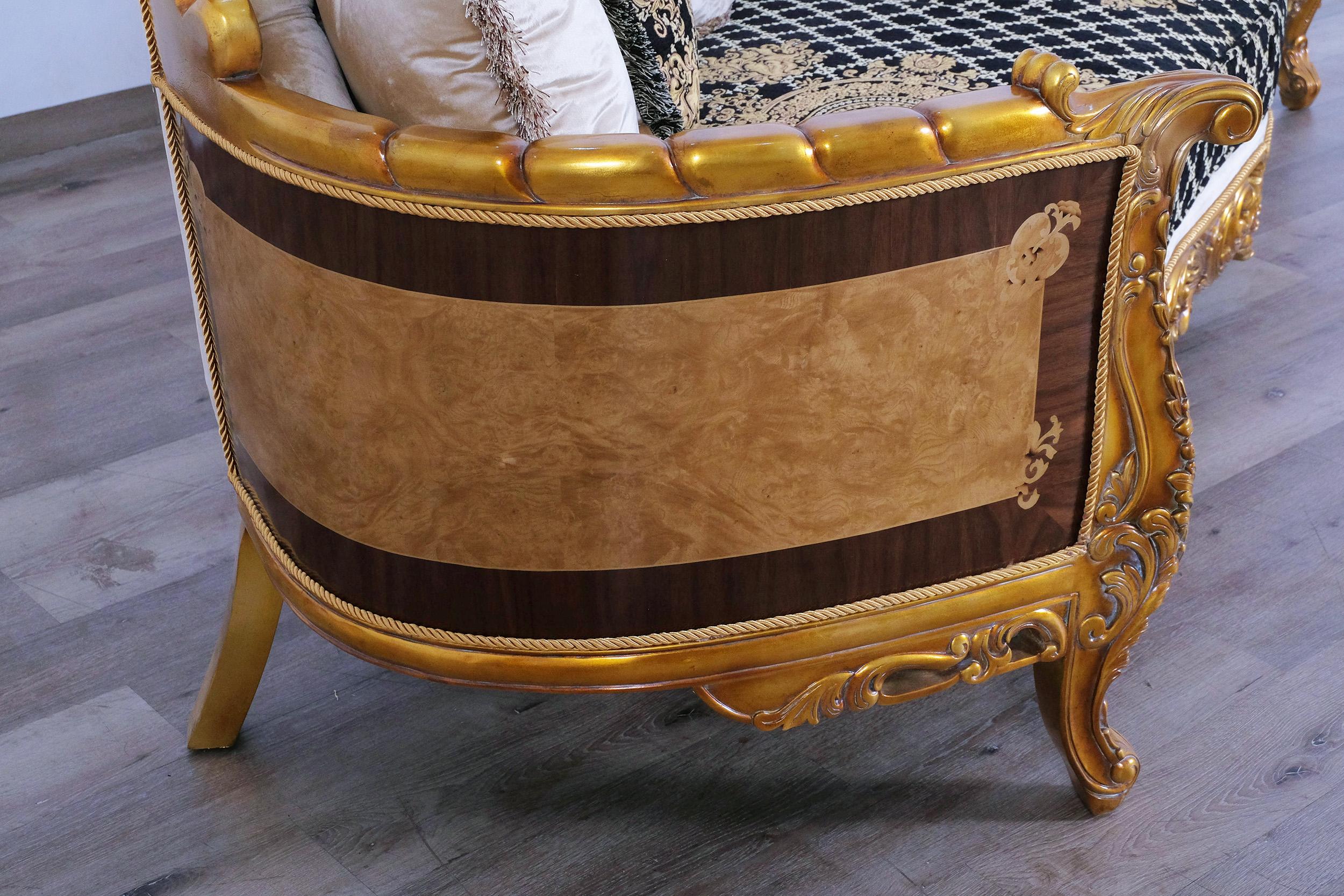 

    
 Photo  Luxury Sand Black & Gold Wood Trim MODIGLIANI Sofa Set 3Pcs EUROPEAN FURNITURE
