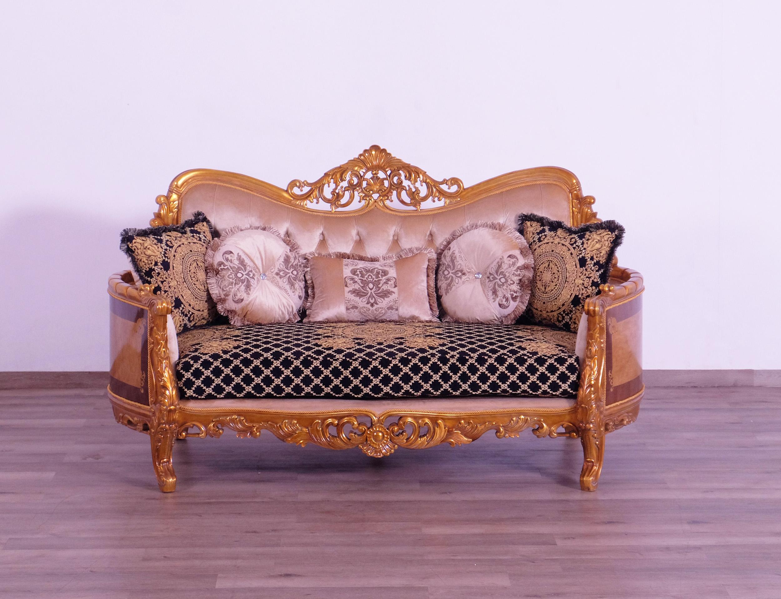 

    
EUROPEAN FURNITURE MODIGLIANI Sofa Set Gold/Black 31052-Set-4
