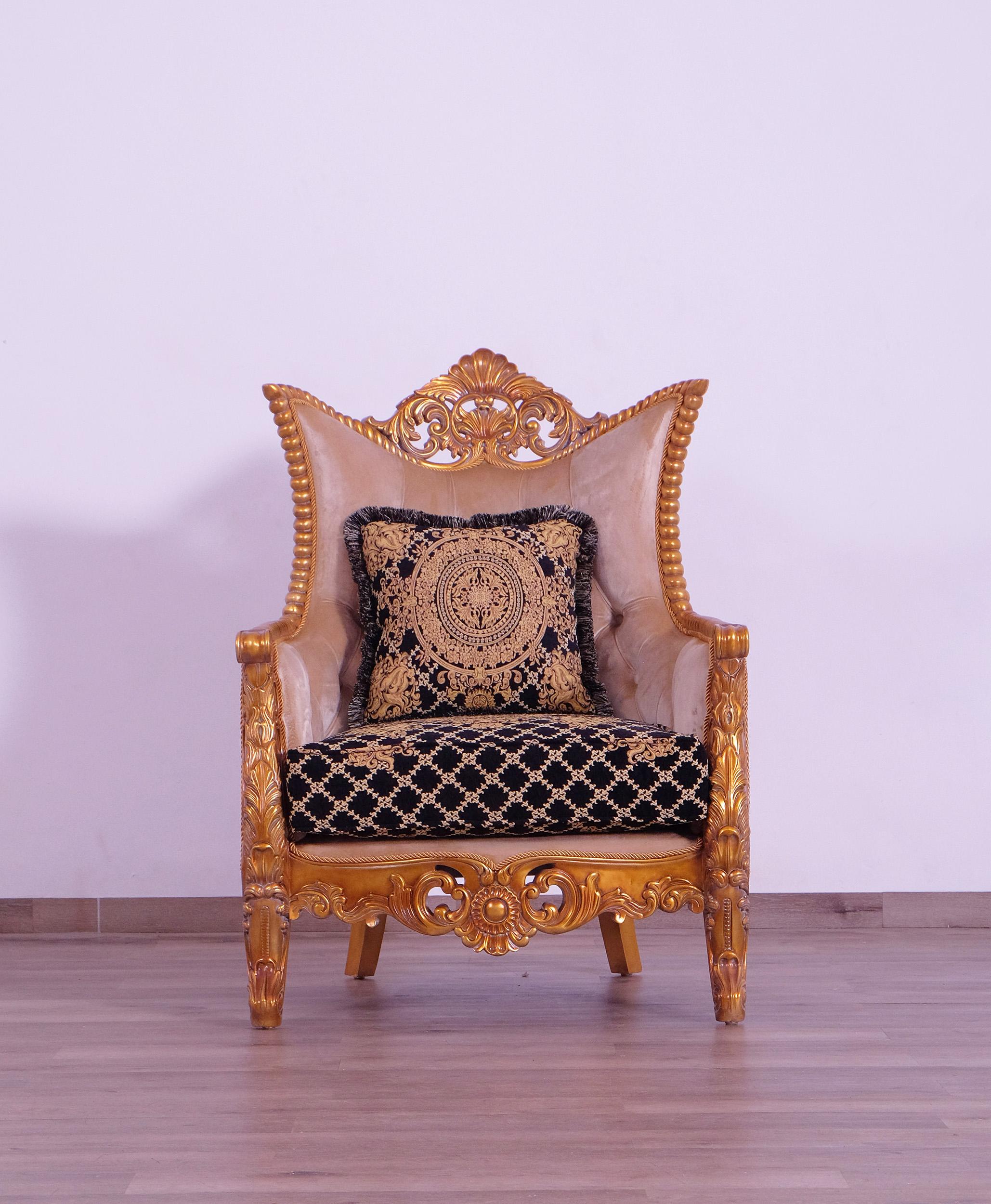 

        
EUROPEAN FURNITURE MODIGLIANI Sofa Set Gold/Black Fabric 663701291933
