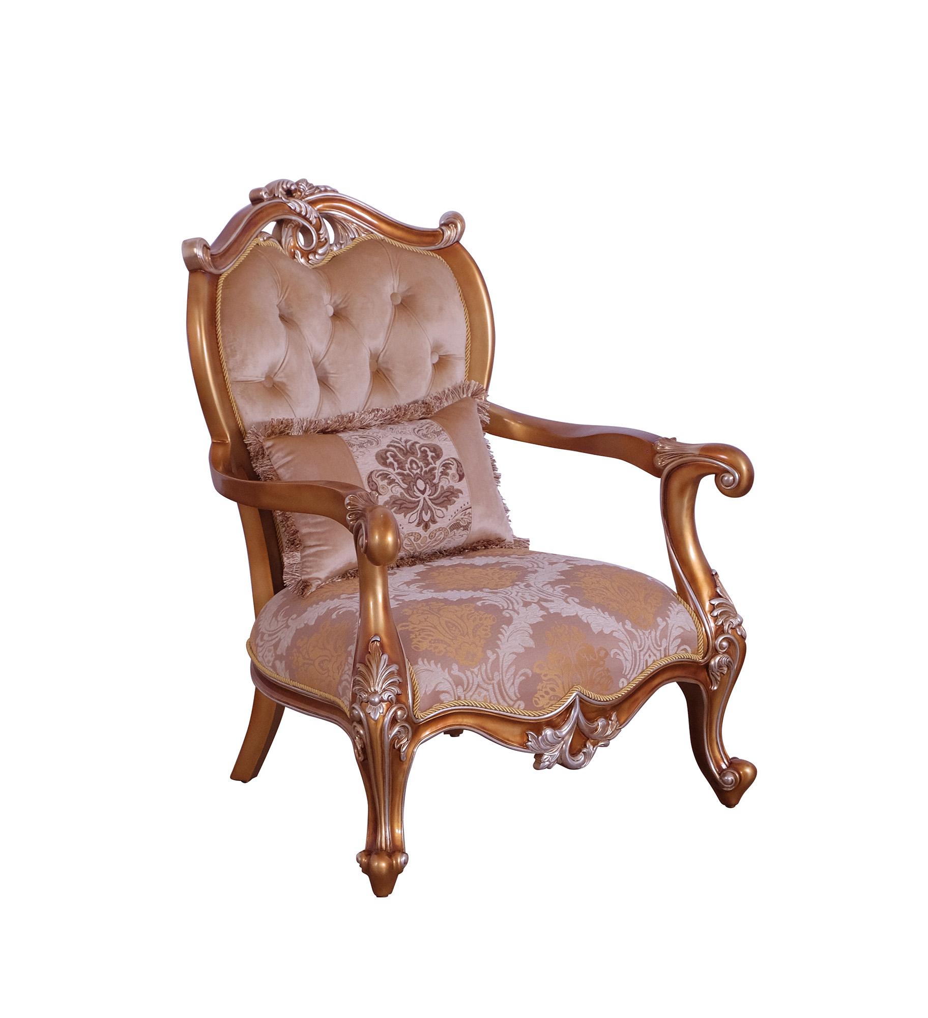 Classic, Traditional Arm Chair AUGUSTUS 37057-C in Sand, Gold Fabric
