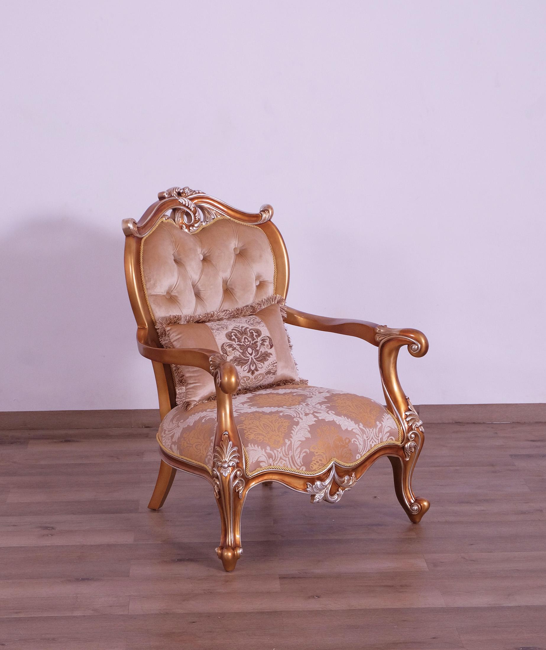 

    
 Order  Luxury Sand & Gold Wood Trim AUGUSTUS Chair EUROPEAN FURNITURE Traditional
