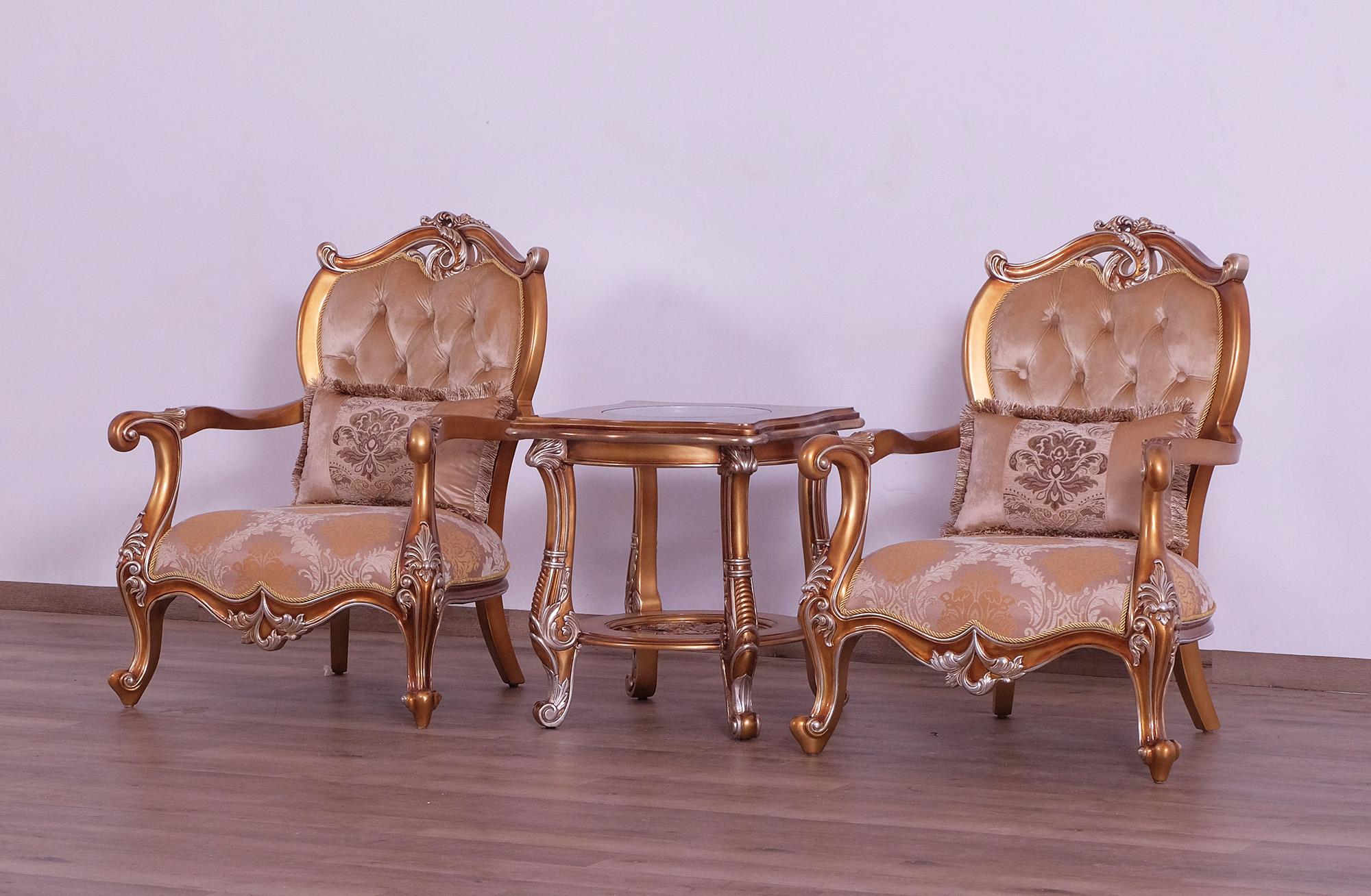 

    
Luxury Sand & Gold Wood Trim AUGUSTUS Chair Set 2 Pcs EUROPEAN FURNITURE Traditional
