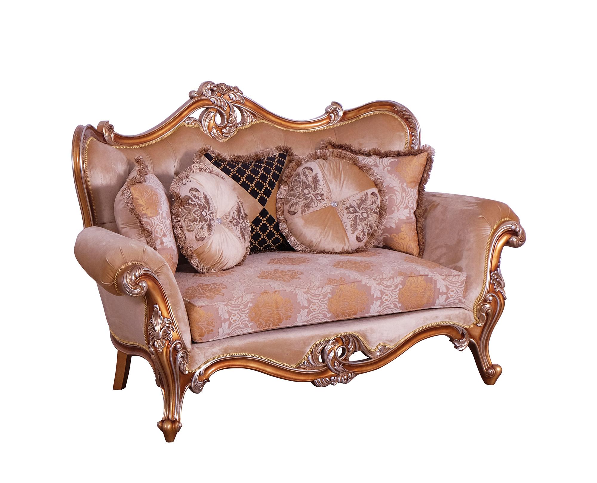 Classic, Traditional Loveseat AUGUSTUS 37057-L in Sand, Gold Fabric