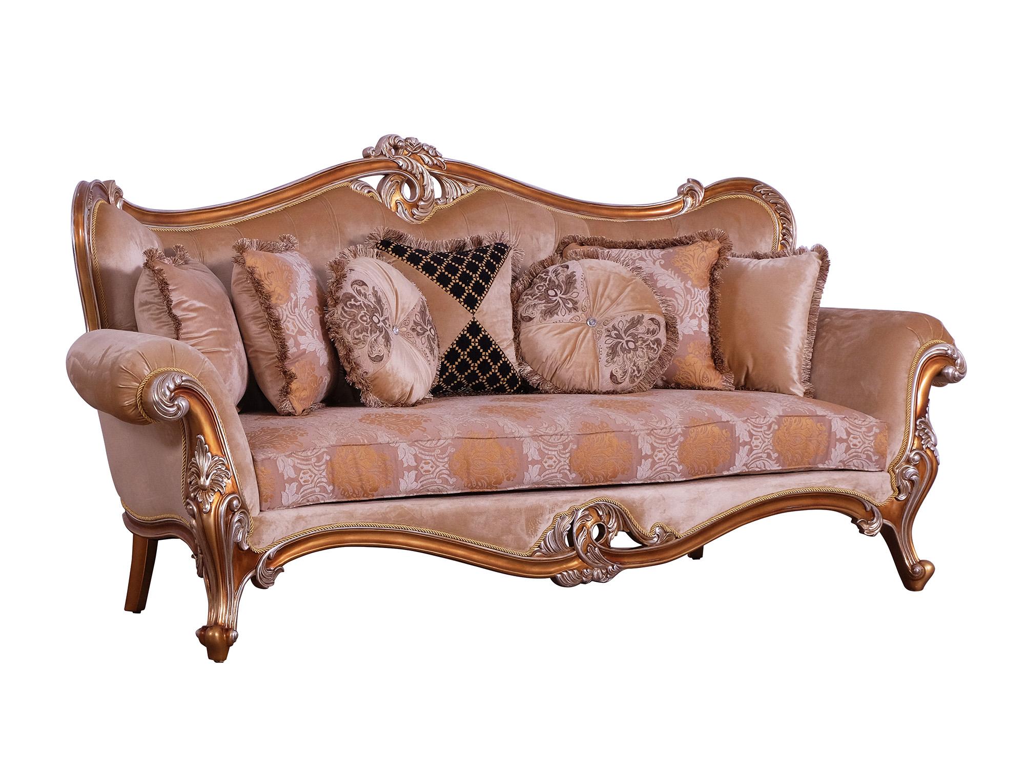 

    
Luxury Sand & Gold Wood Trim AUGUSTUS Sofa EUROPEAN FURNITURE Traditional
