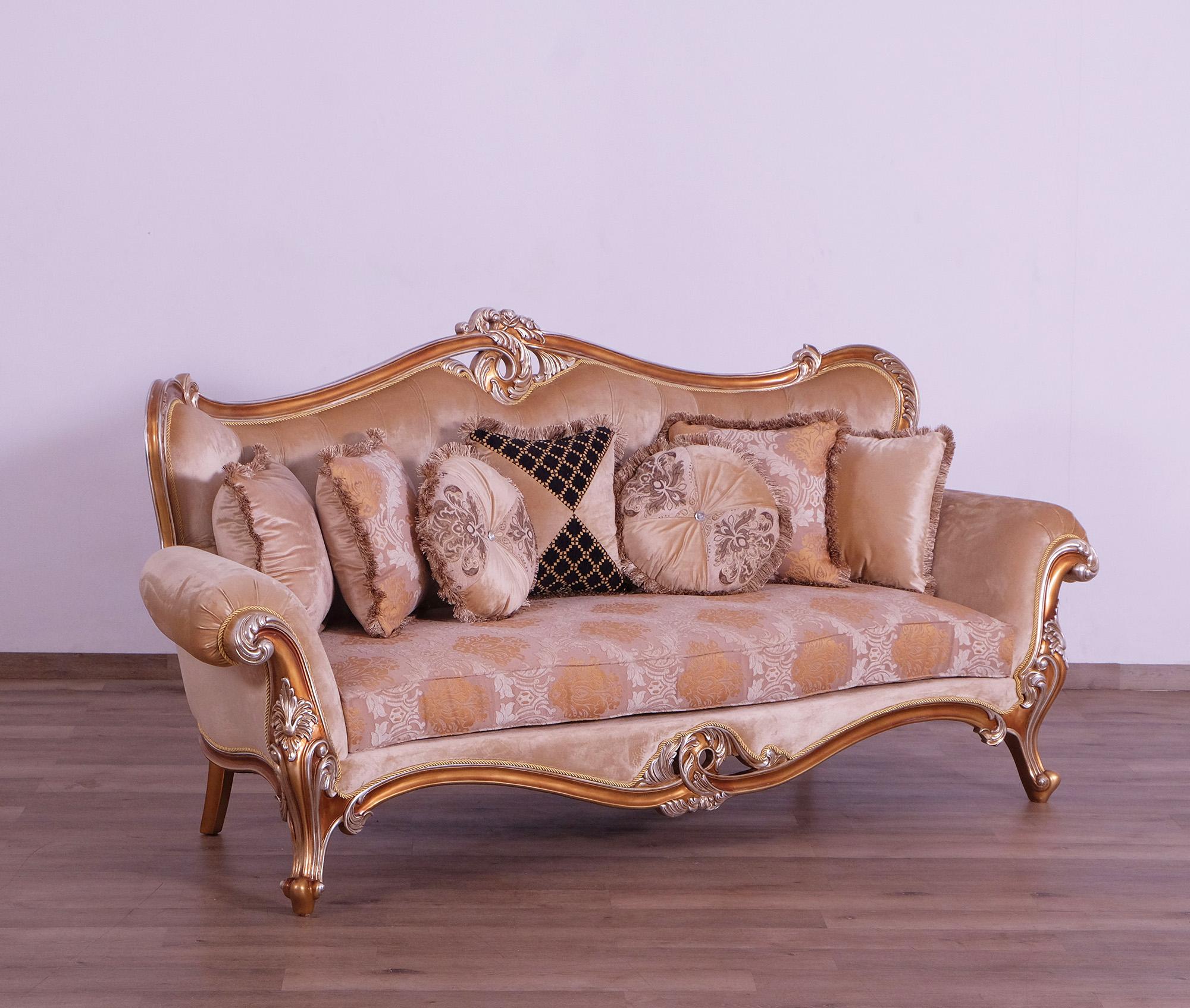 

    
 Order  Luxury Sand & Gold Wood Trim AUGUSTUS Sofa Set 2 Pcs EUROPEAN FURNITURE Traditional

