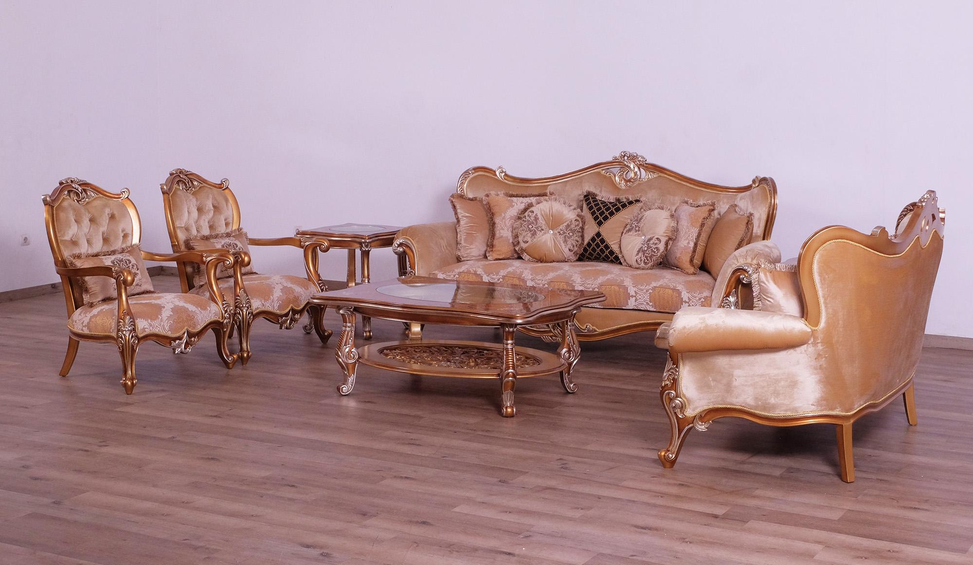 

    
Luxury Sand & Gold Wood Trim AUGUSTUS Sofa Set 2 Pcs EUROPEAN FURNITURE Traditional
