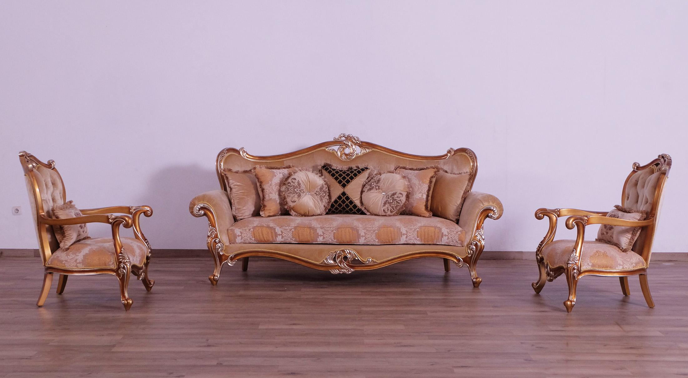 Classic, Traditional Sofa Set AUGUSTUS 37057-Set-3 in Sand, Gold Fabric