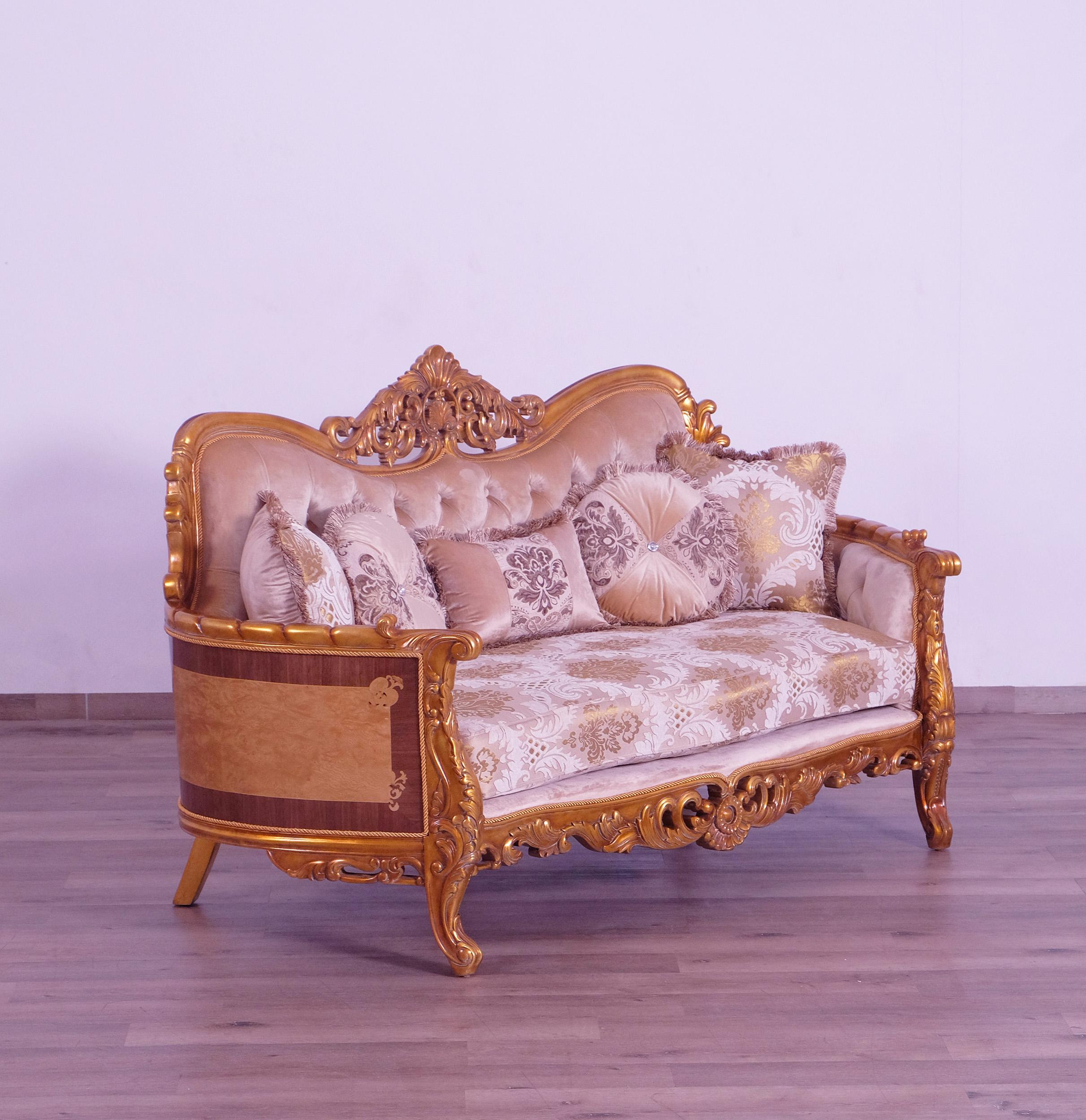 

    
31056-L Luxury Sand & Gold Wood Trim MODIGLIANI III Loveseat EUROPEAN FURNITURE Classic

